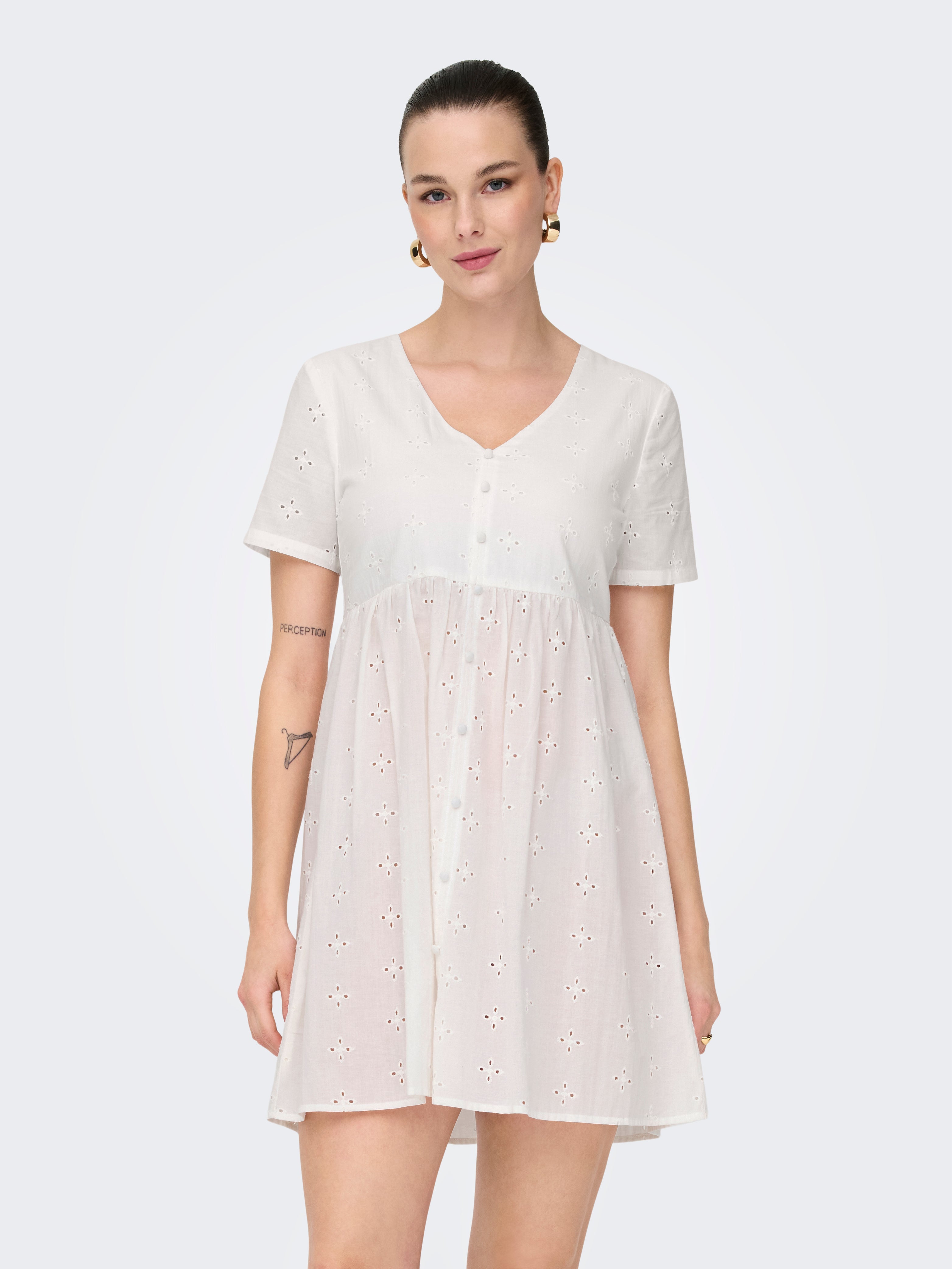 Normal Geschnitten V-ausschnitt Voluminöser Armschnitt Midikleid