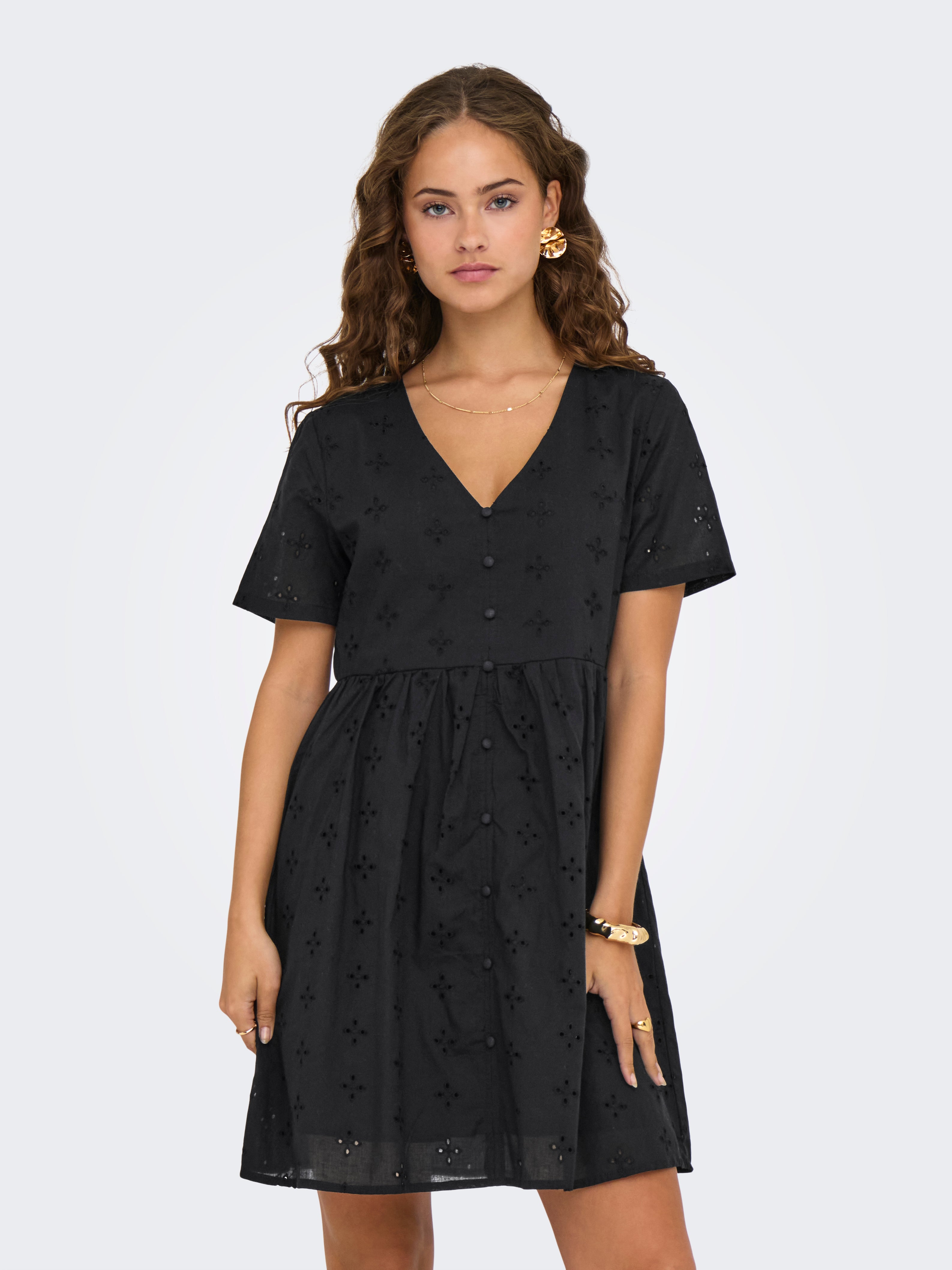 Normal Geschnitten V-ausschnitt Voluminöser Armschnitt Midikleid
