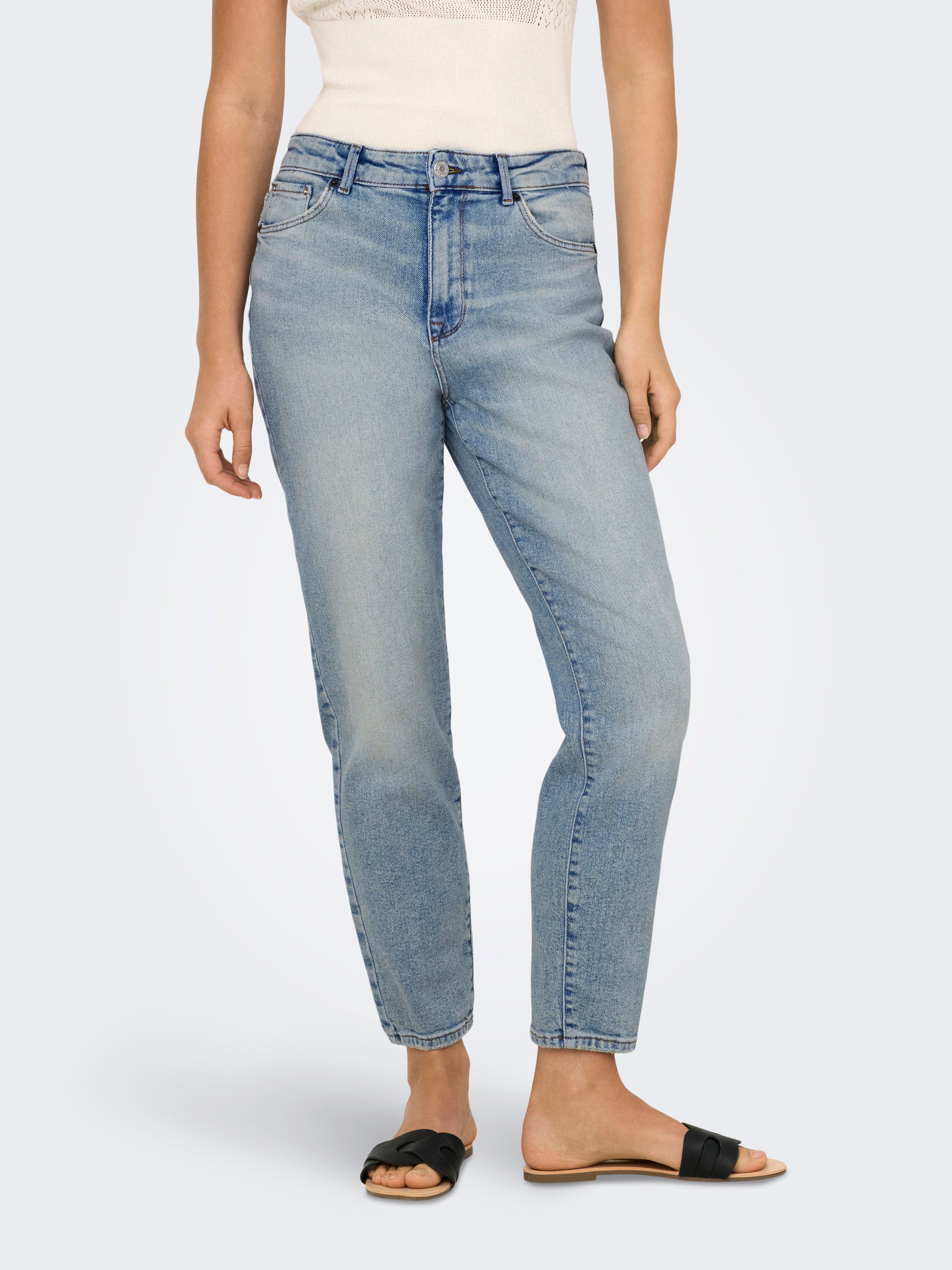 Onlemily Hohe Taille Gerade Geschnitten Jeans