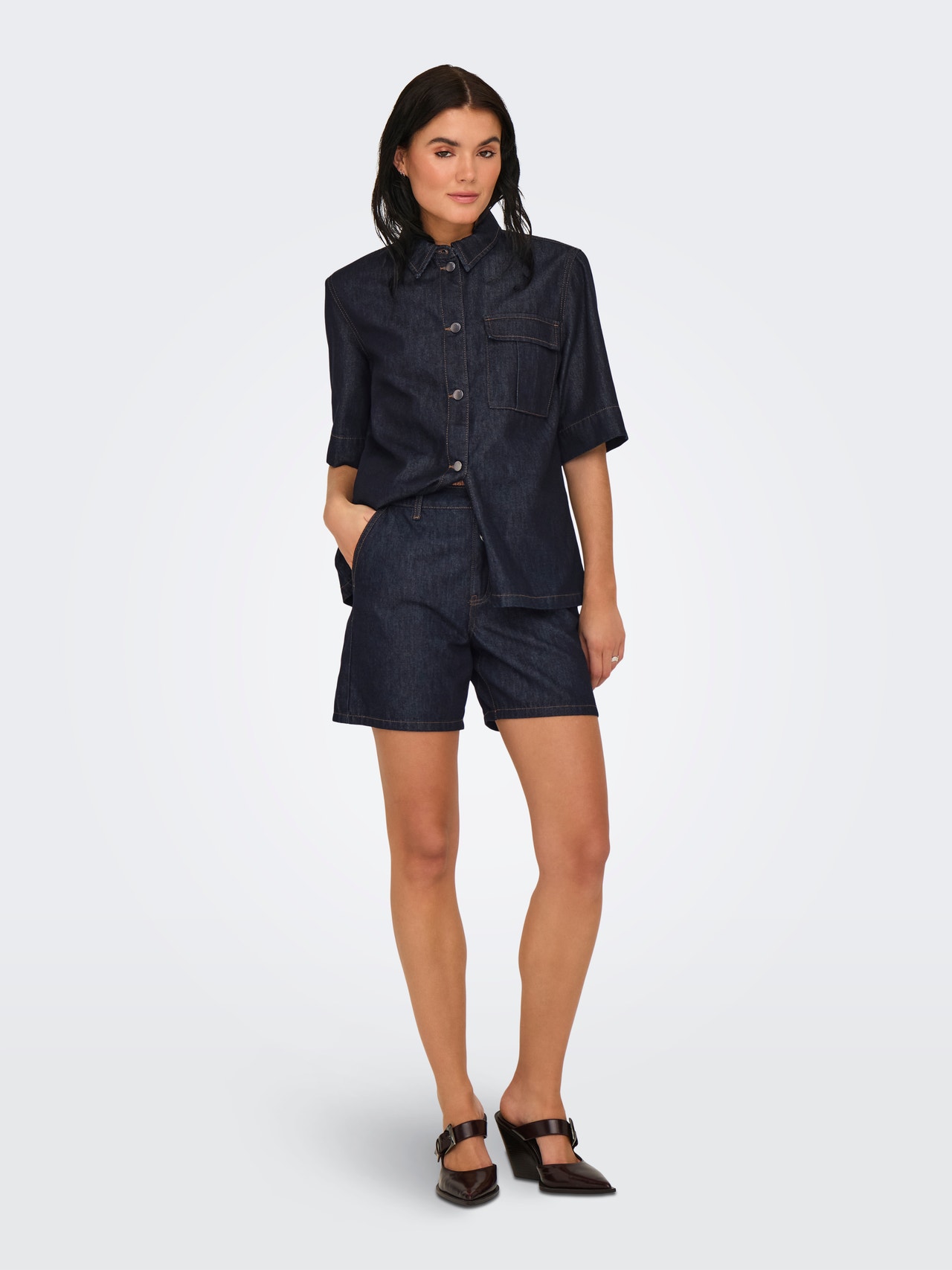 ONLY Ruumikas lõige Lühikesed püksid -Dark Blue Denim - 15347513