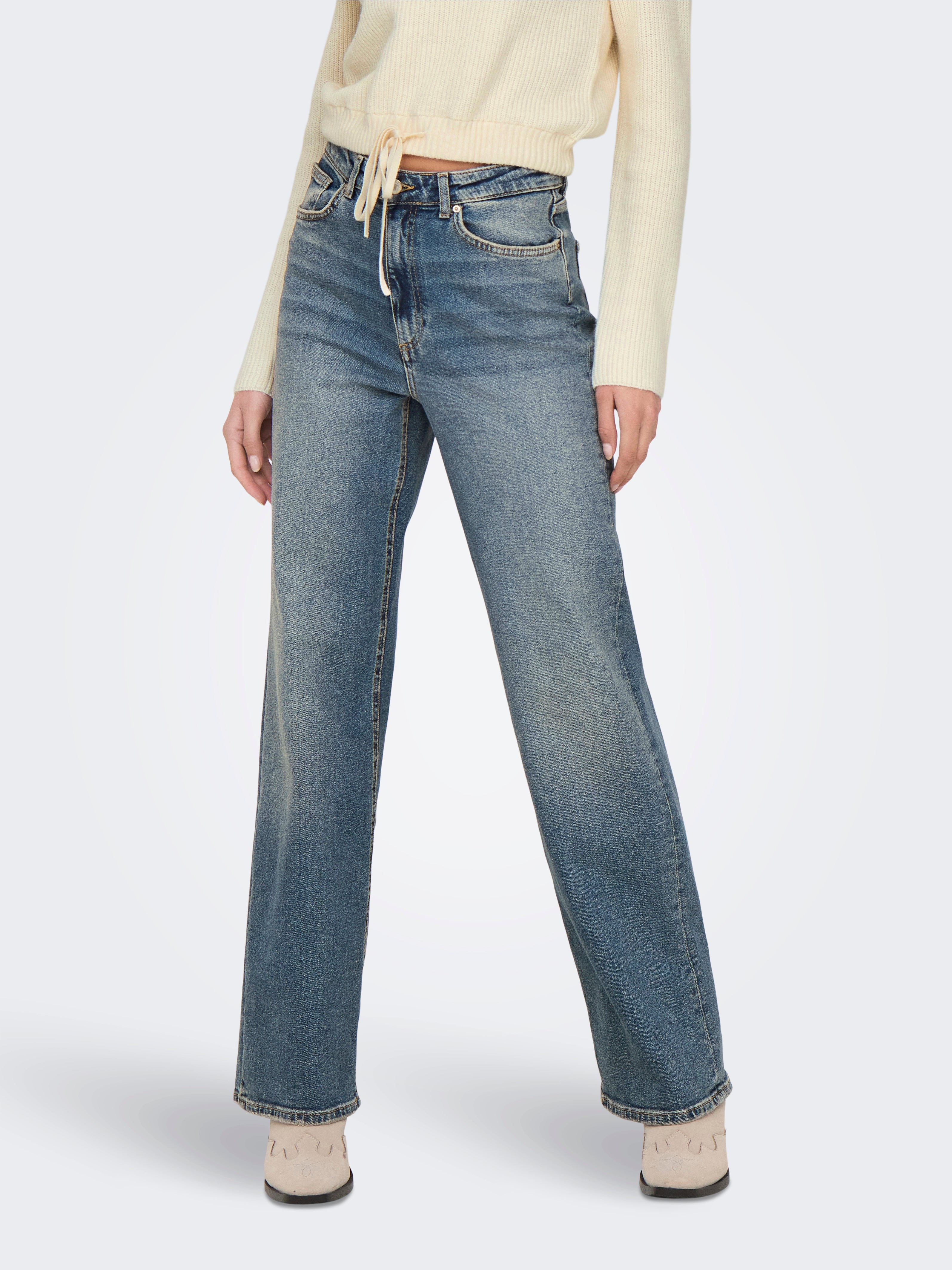 Onljuicy Hohe Taille Weiter Beinschnitt Jeans