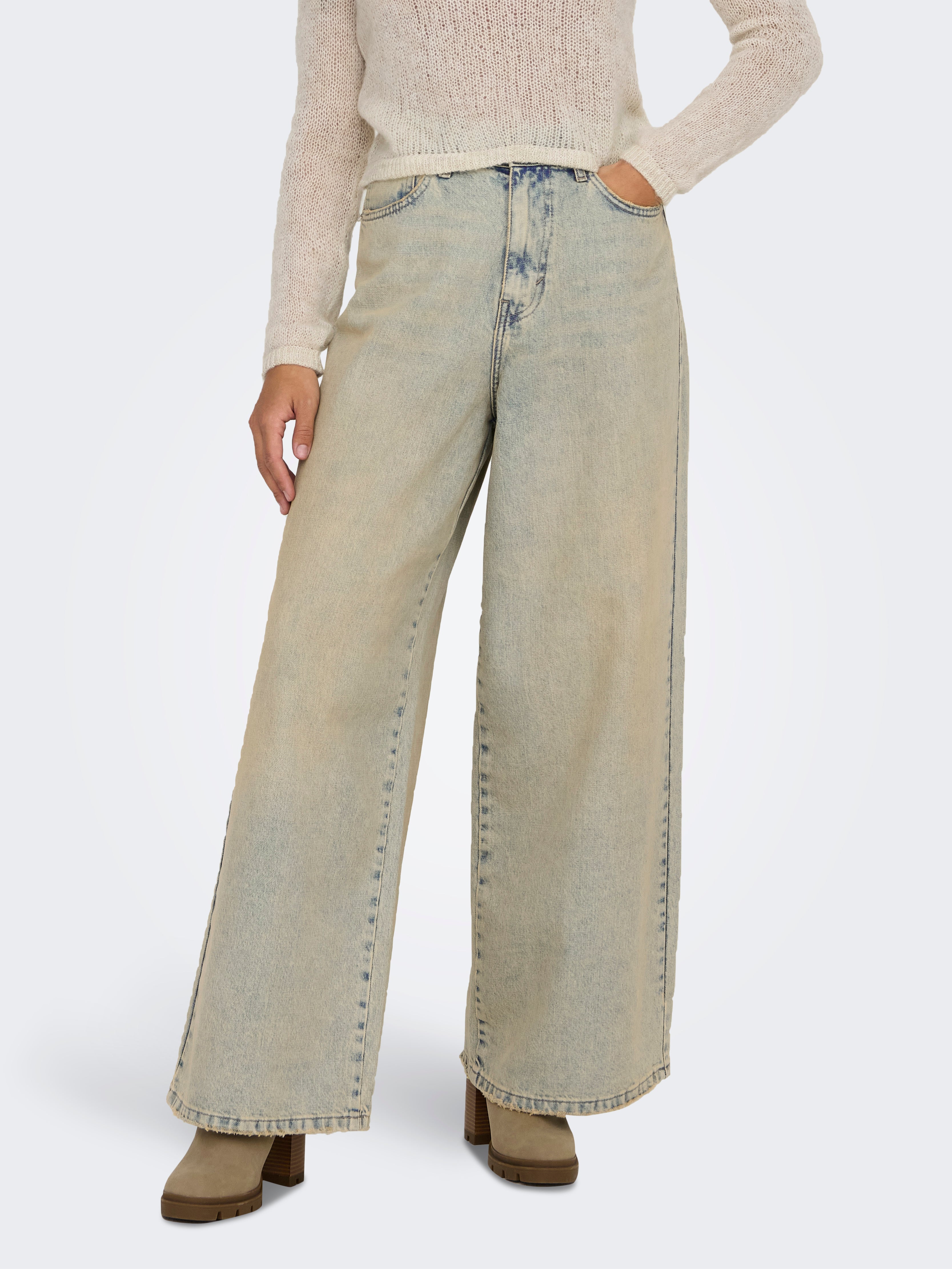 Thumbnail - Onlpiper-sonic Hohe Taille Weiter Beinschnitt Jeans