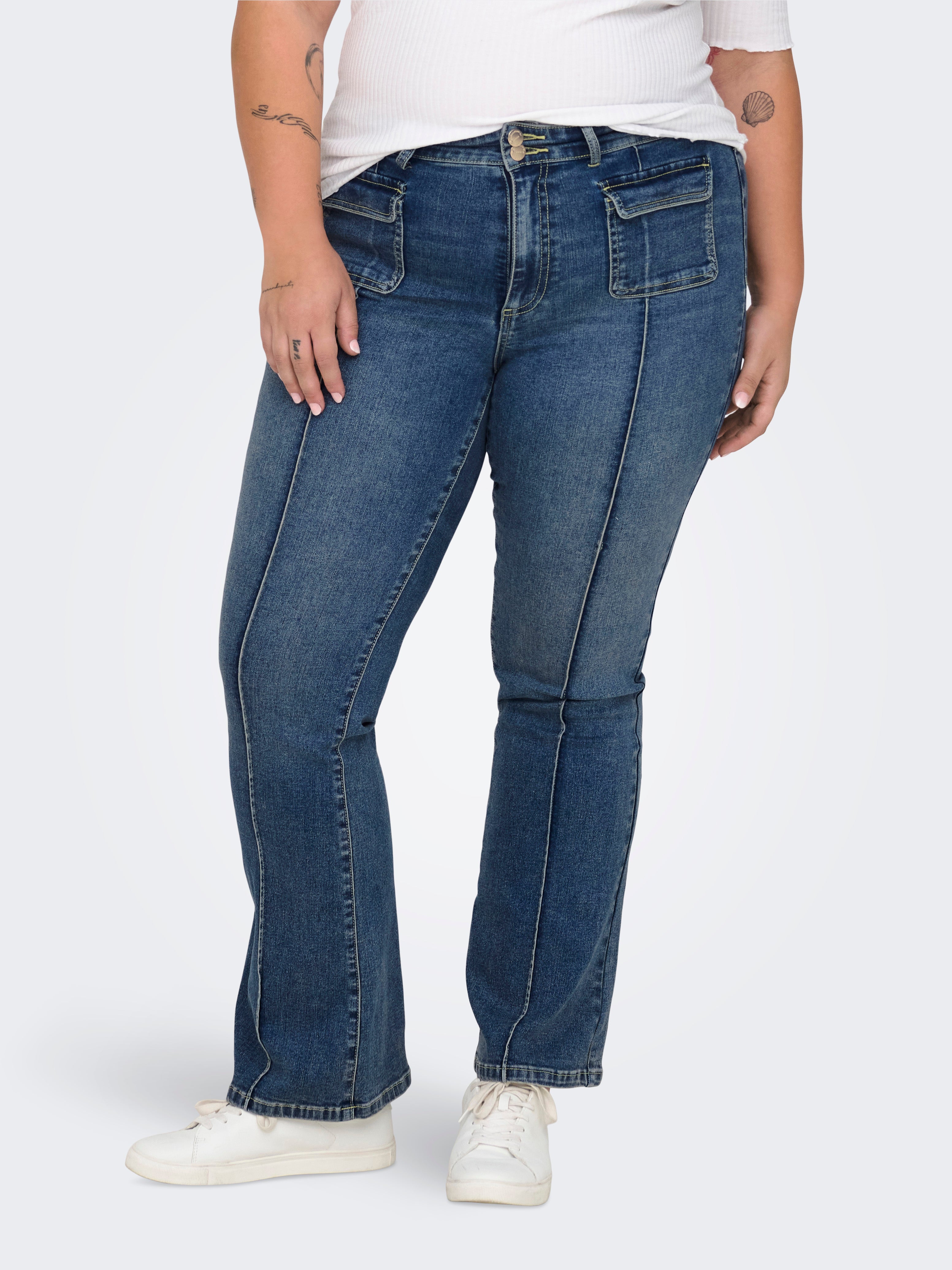 Thumbnail - Carsally Mittlere Taille Flared Jeans
