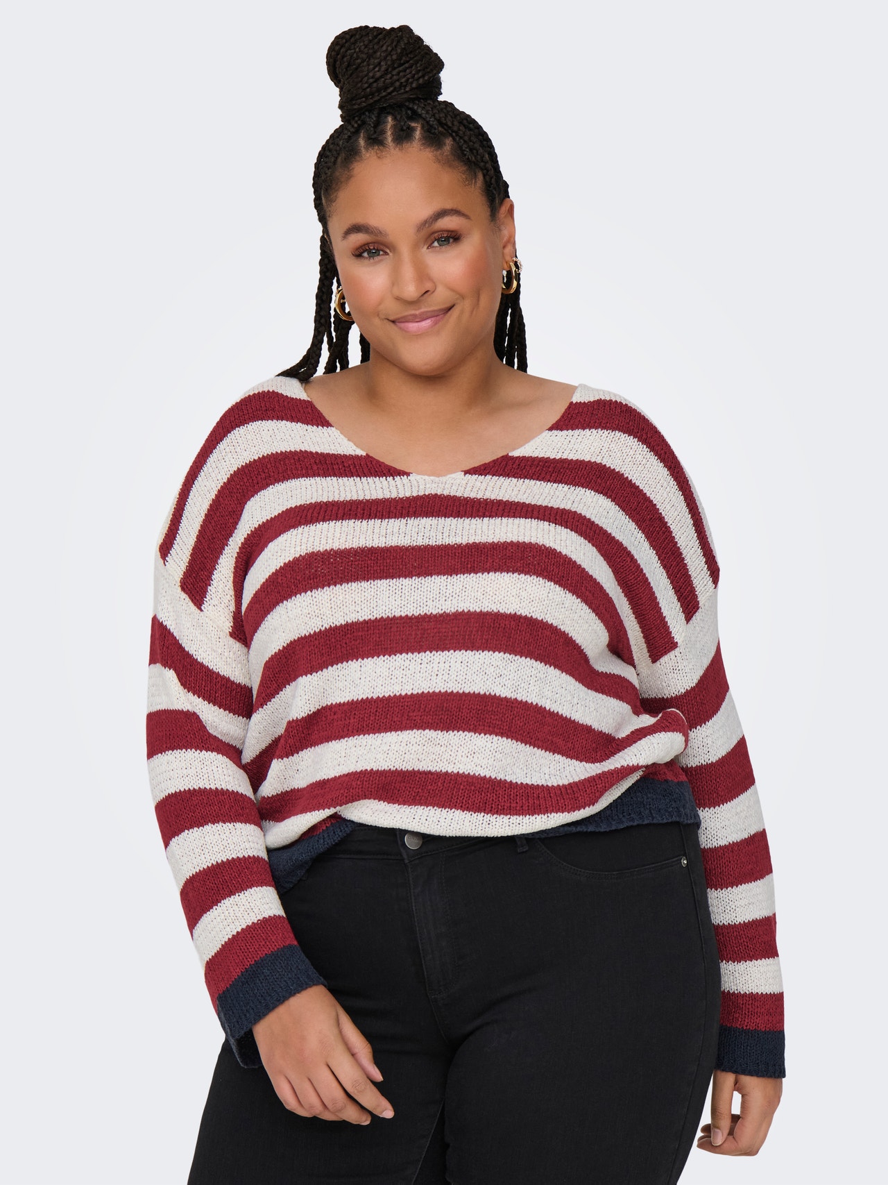 ONLY Tavapärane lõige V-kaelus Vormikas Pullover -Karanda Red - 15347972