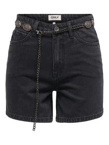 ONLY ONLVEGA Cintura alta Mom Fit Calções -Washed Black - 15349509