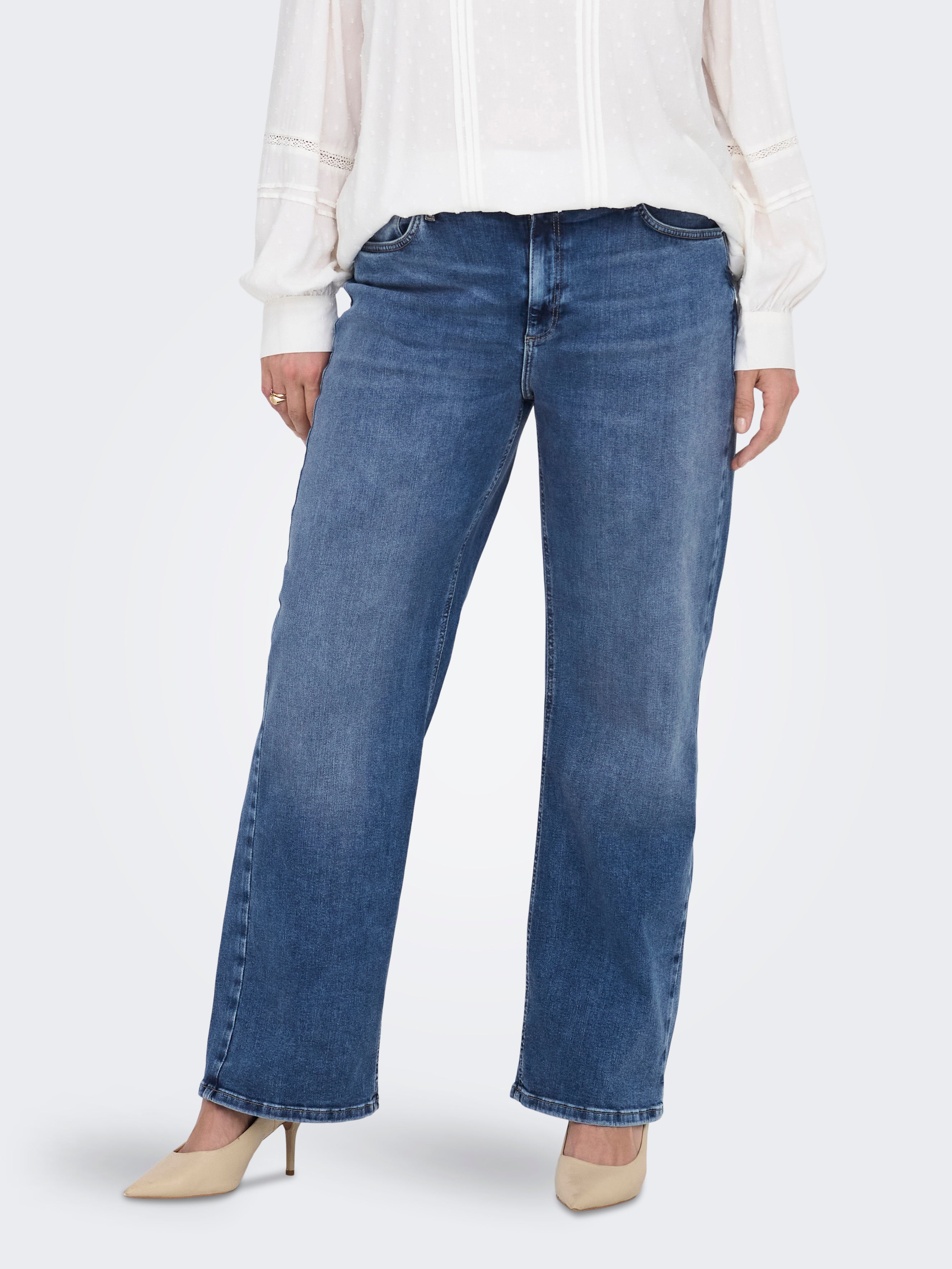 Carradison Hohe Taille Weiter Beinschnitt Jeans