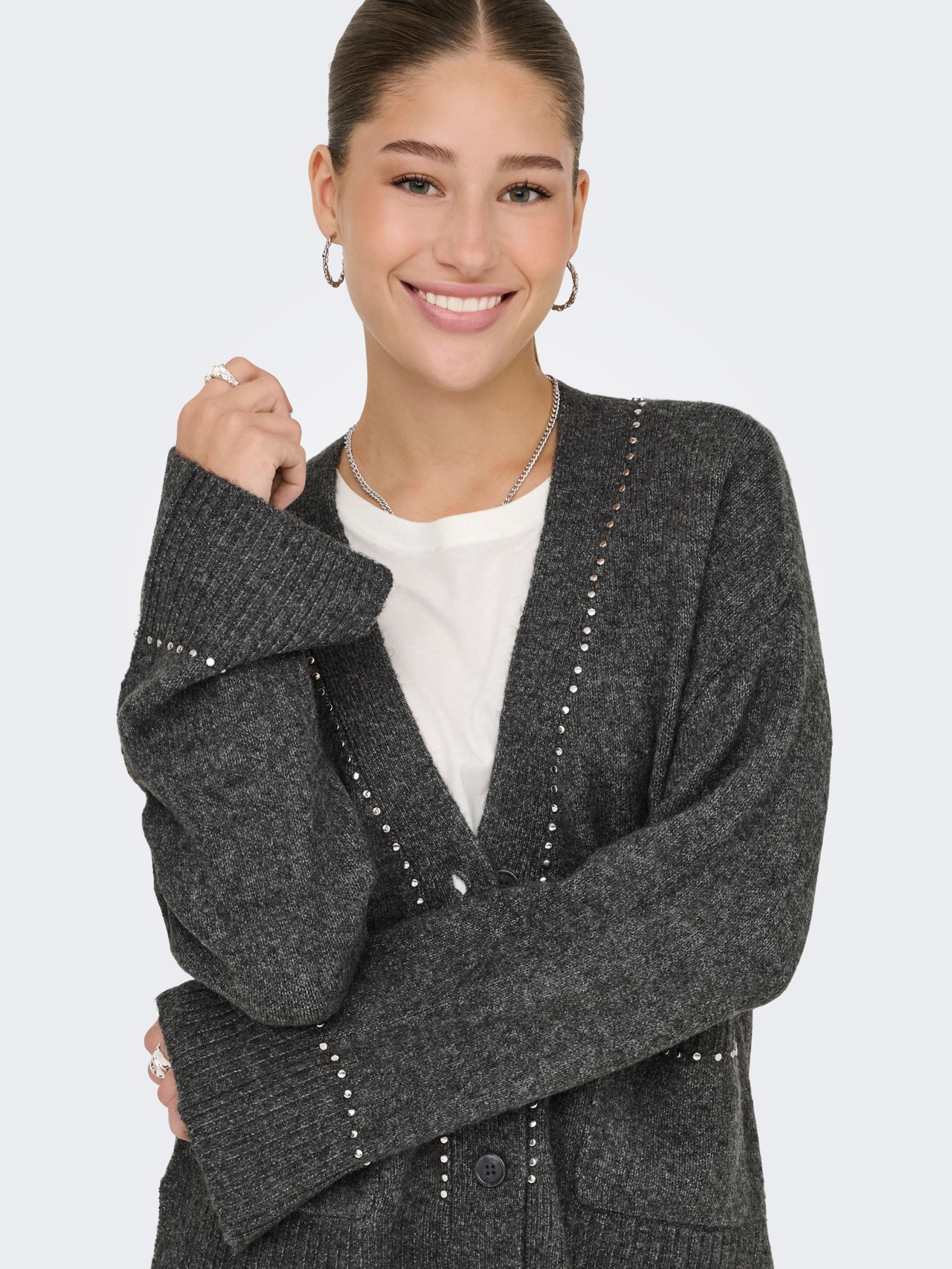 ONLY ONLELSIE Strickjacke -Medium Grey Melange - 15350625