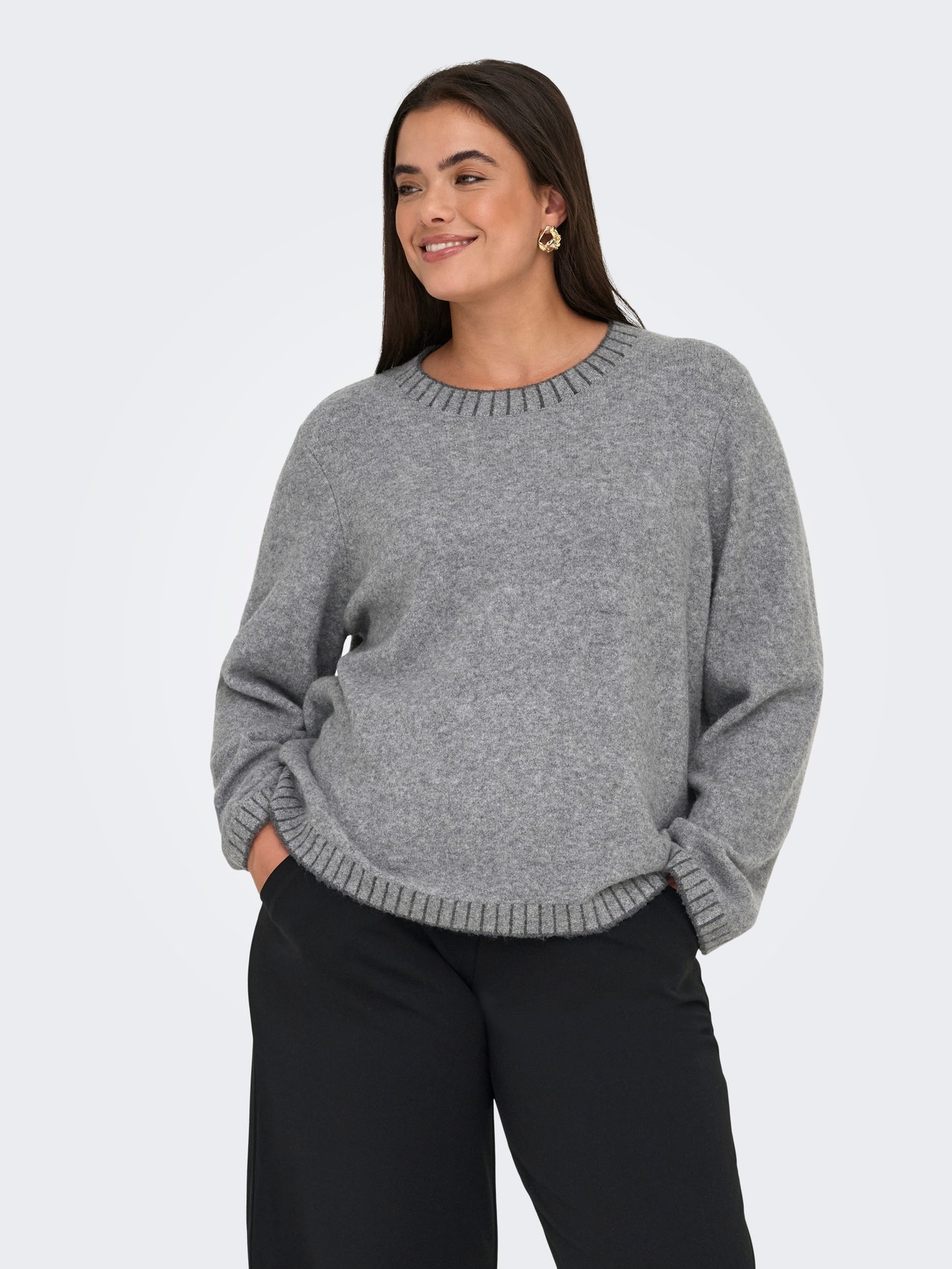 ONLY CARFINA Pull en maille -Medium Grey Melange - 15350674