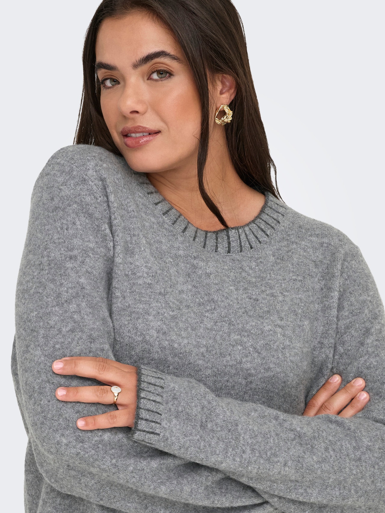 ONLY CARFINA Pull en maille -Medium Grey Melange - 15350674