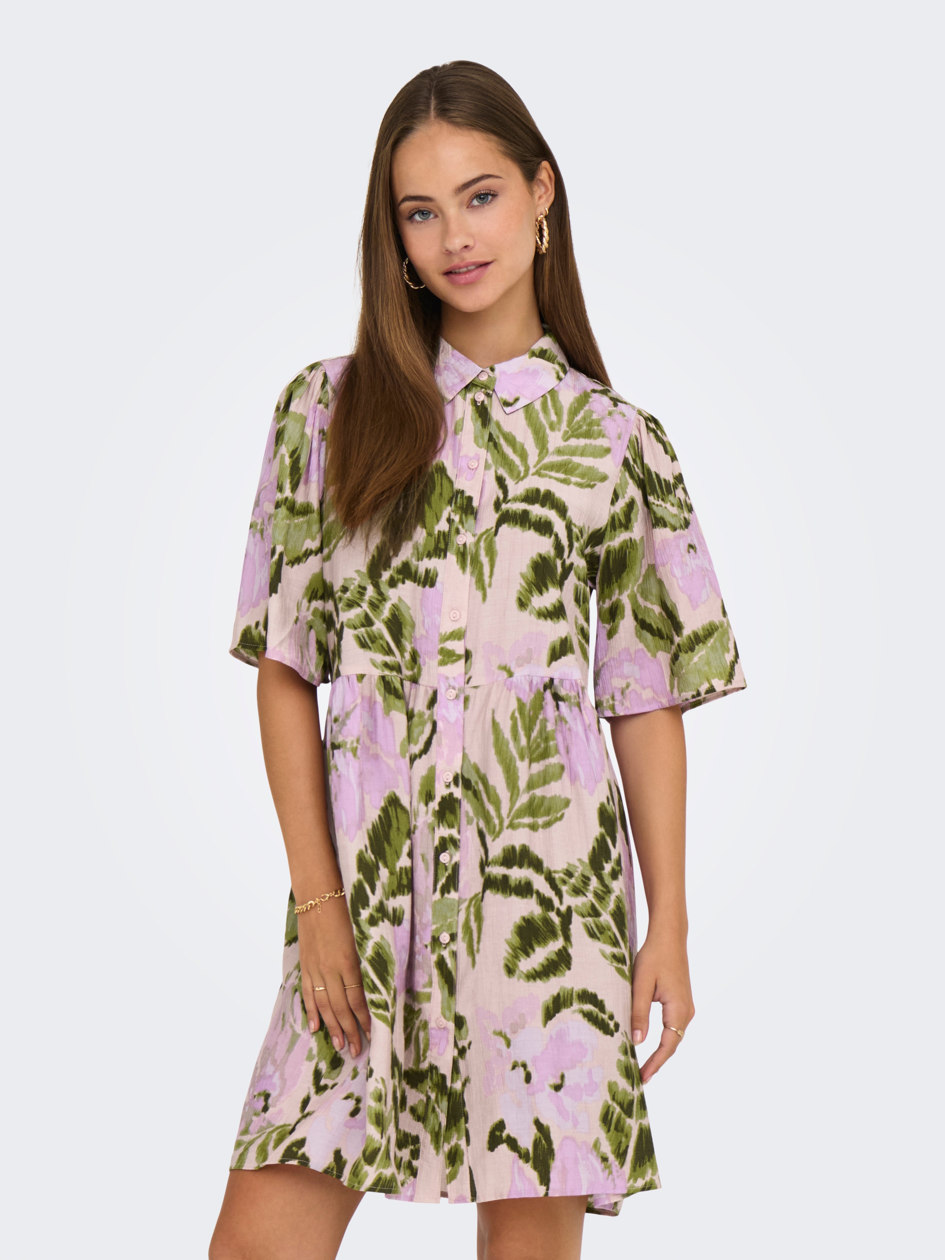 Normal Geschnitten U-ausschnitt Voluminöser Armschnitt Kurzes Kleid