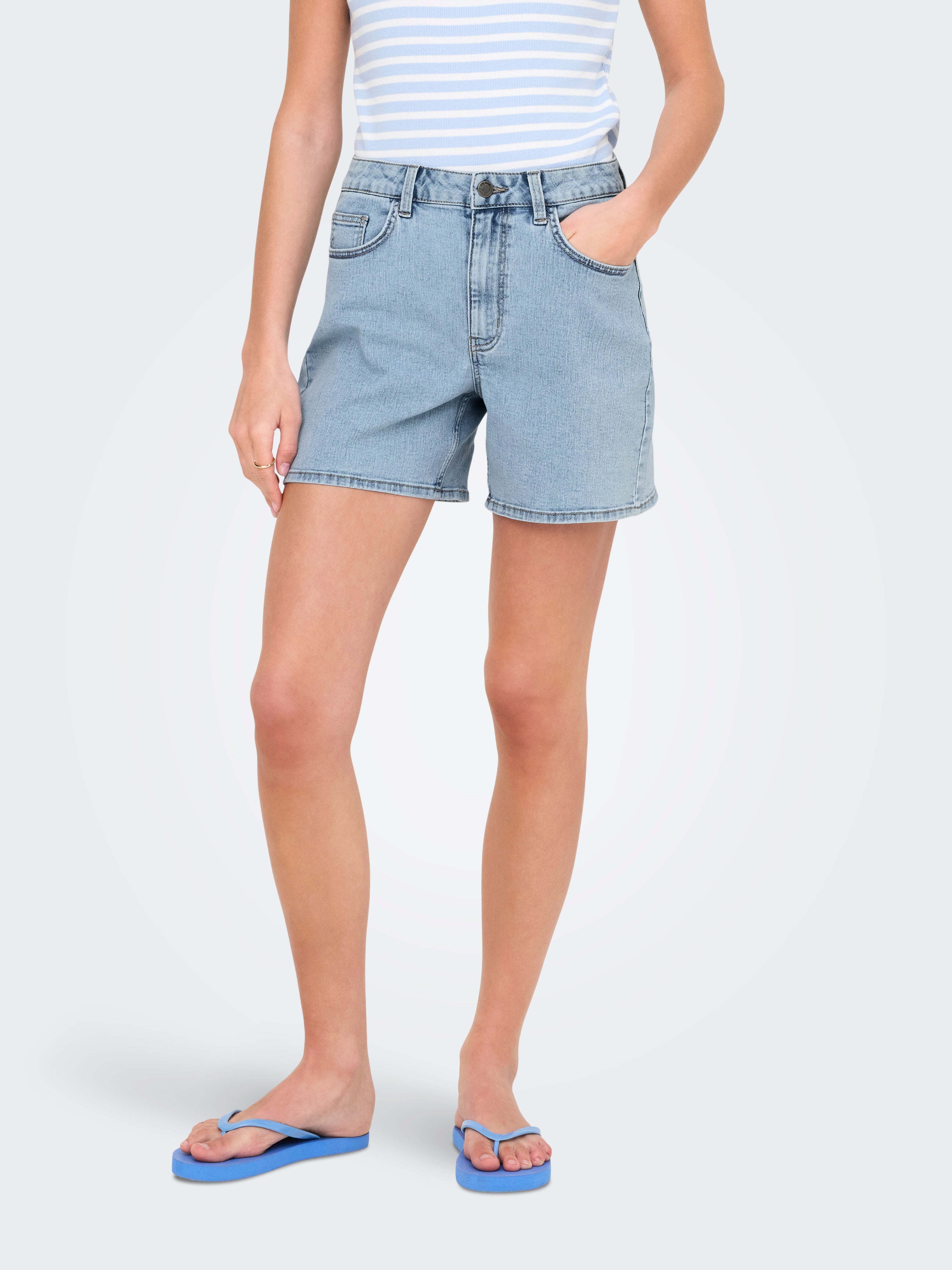 Jdyclaudia Hohe Taille Weiter Beinschnitt Jeans-shorts