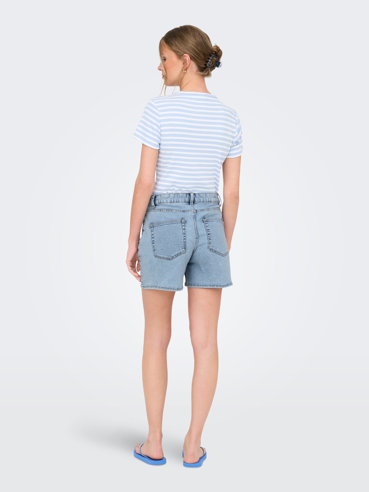 ONLY JDYCLAUDIA Hohe Taille Weiter Beinschnitt Jeans-Shorts -Light Blue Denim - 15351518