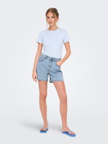 ONLY JDYCLAUDIA Hohe Taille Weiter Beinschnitt Jeans-Shorts -Light Blue Denim - 15351518