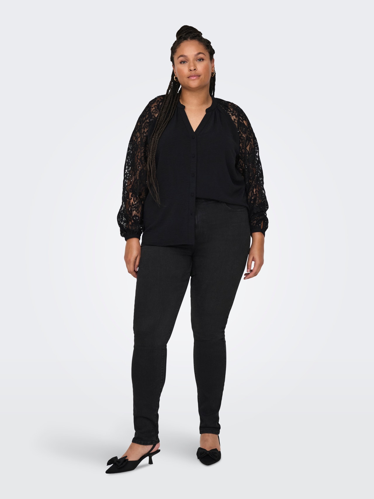 ONLY Tavapärane lõige Särgikrae Volüümikad varrukad Särk -Black - 15351672