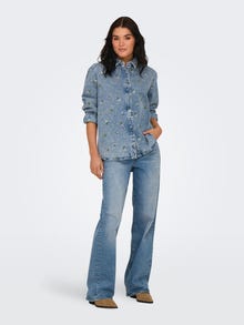 ONLY Regulāra piemērotība Krekla apkakle Nokrituši pleci Džinsa krekls -Light Blue Denim - 15351977