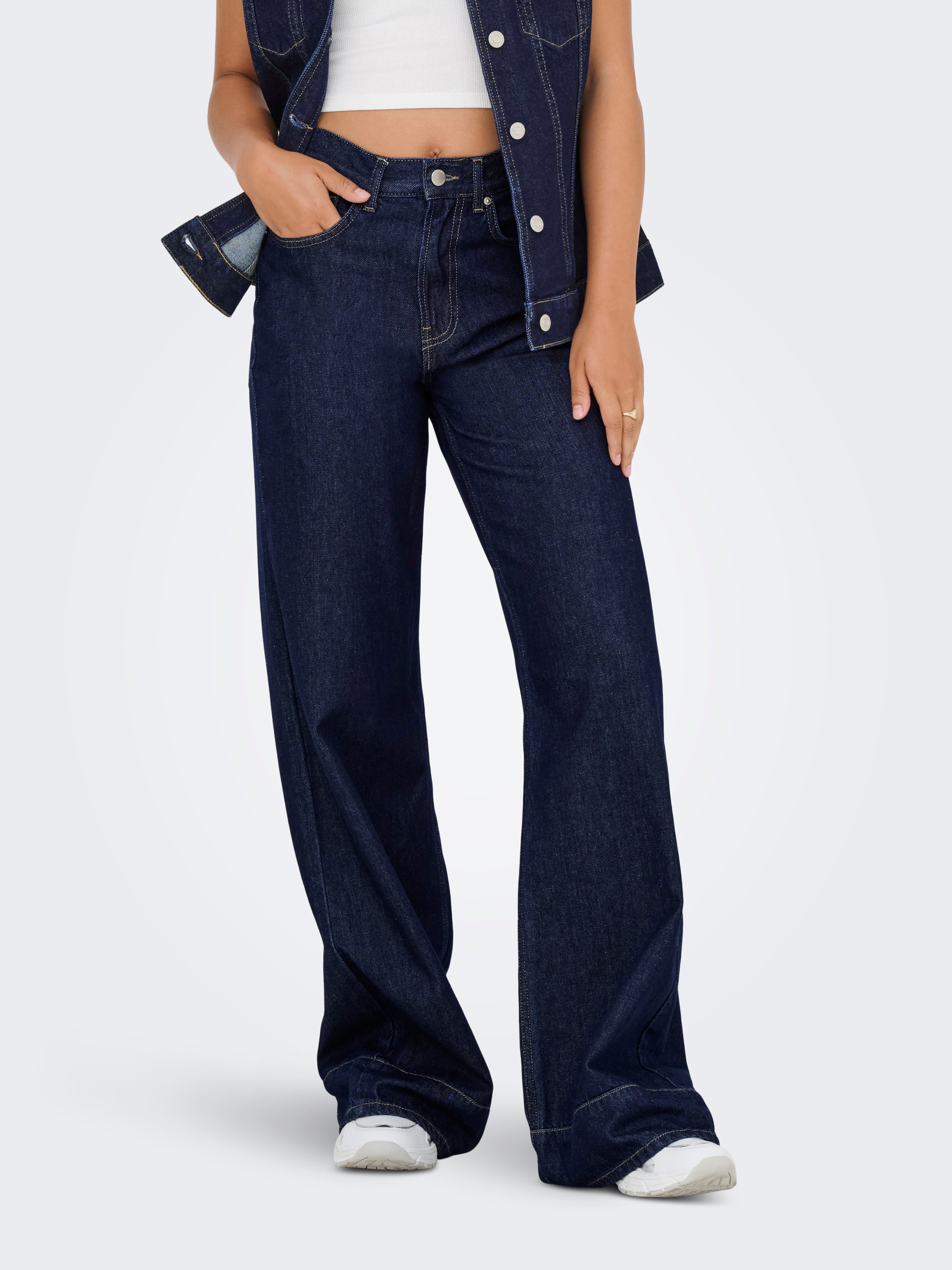 Onllinea Hohe Taille Weiter Beinschnitt Jeans