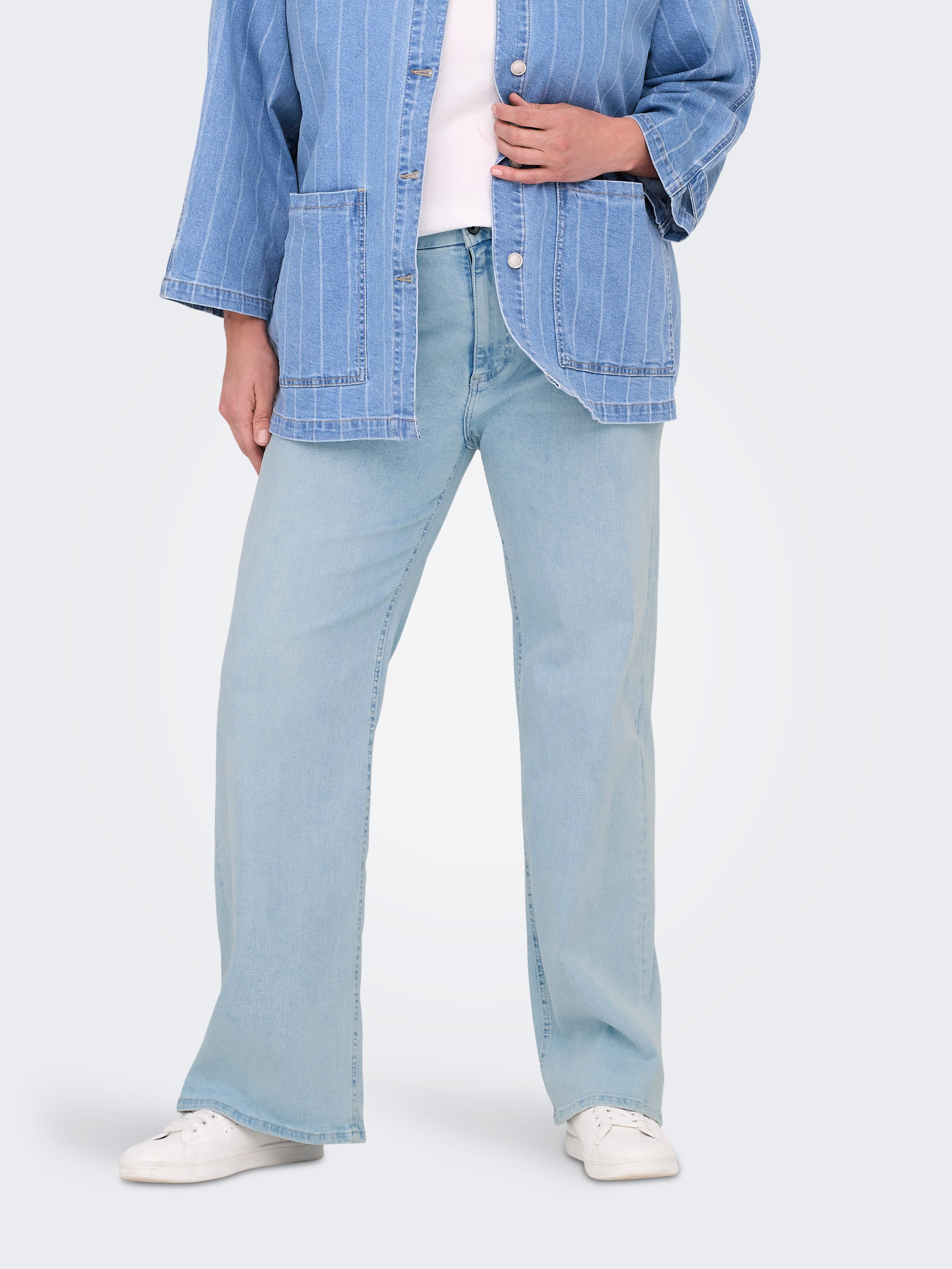 Carwilly Hohe Taille Weiter Beinschnitt Jeans