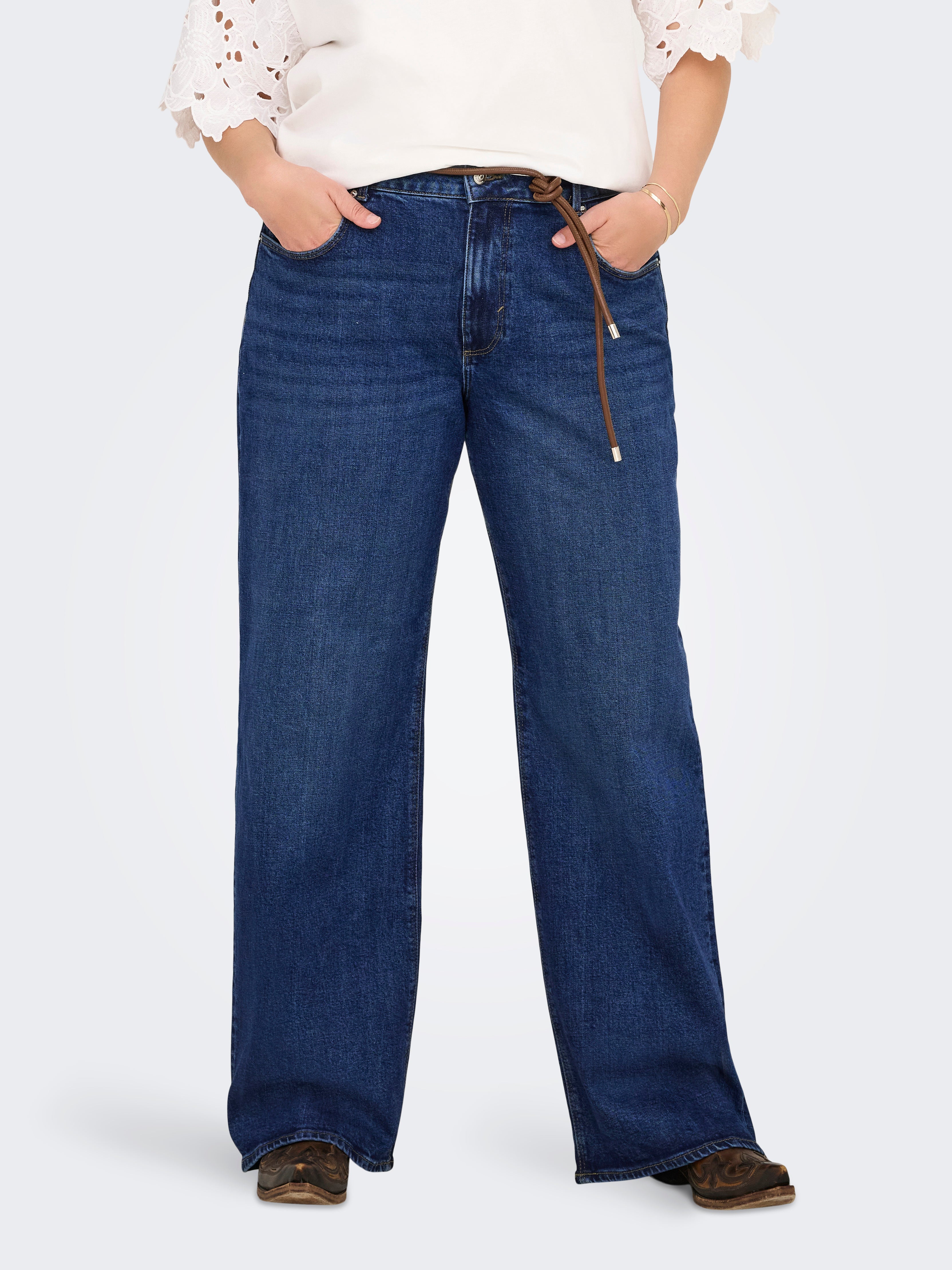 Carjuicy Hohe Taille Weiter Beinschnitt Jeans