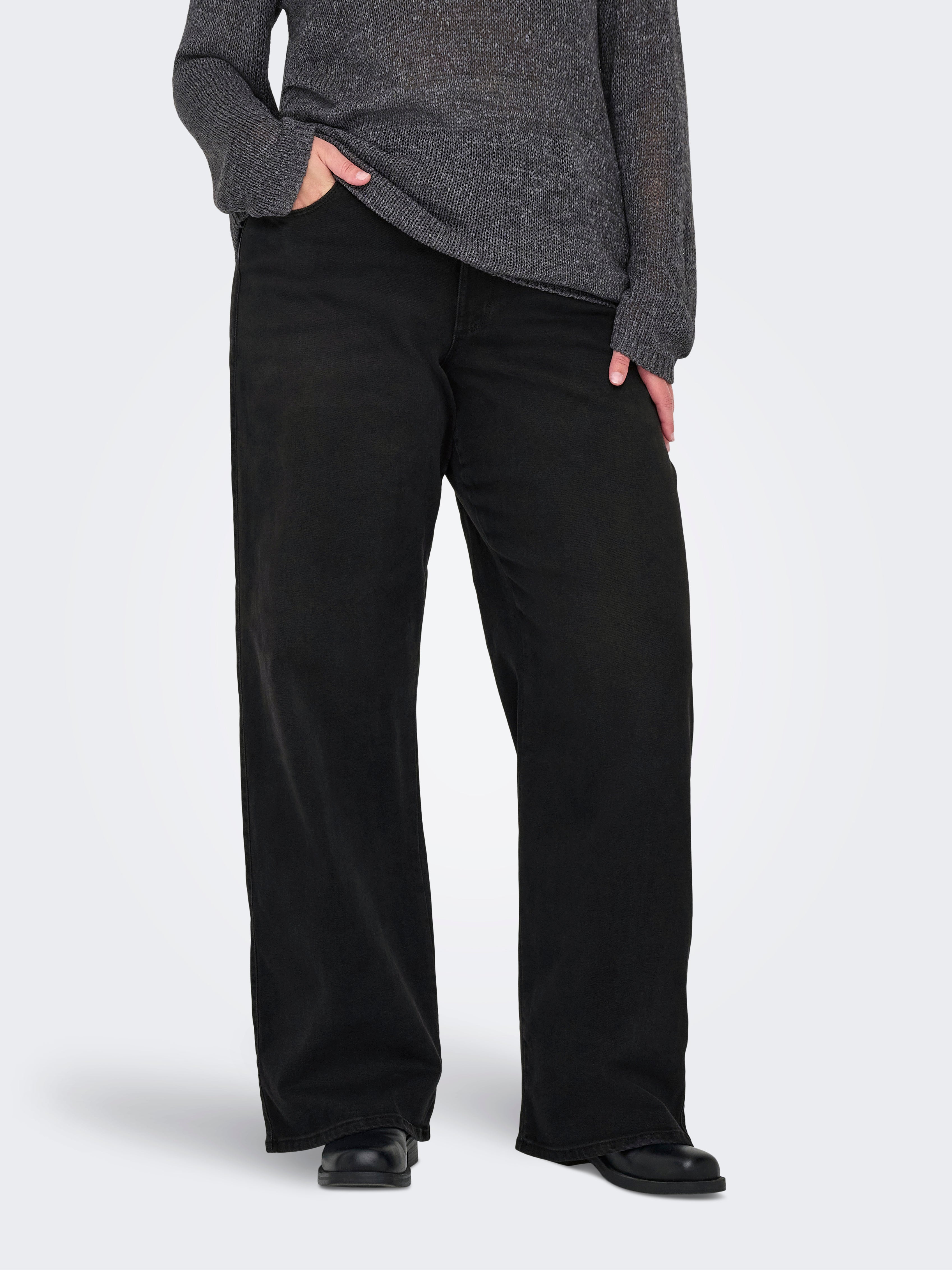 Carsnow Hohe Taille Weiter Beinschnitt Jeans