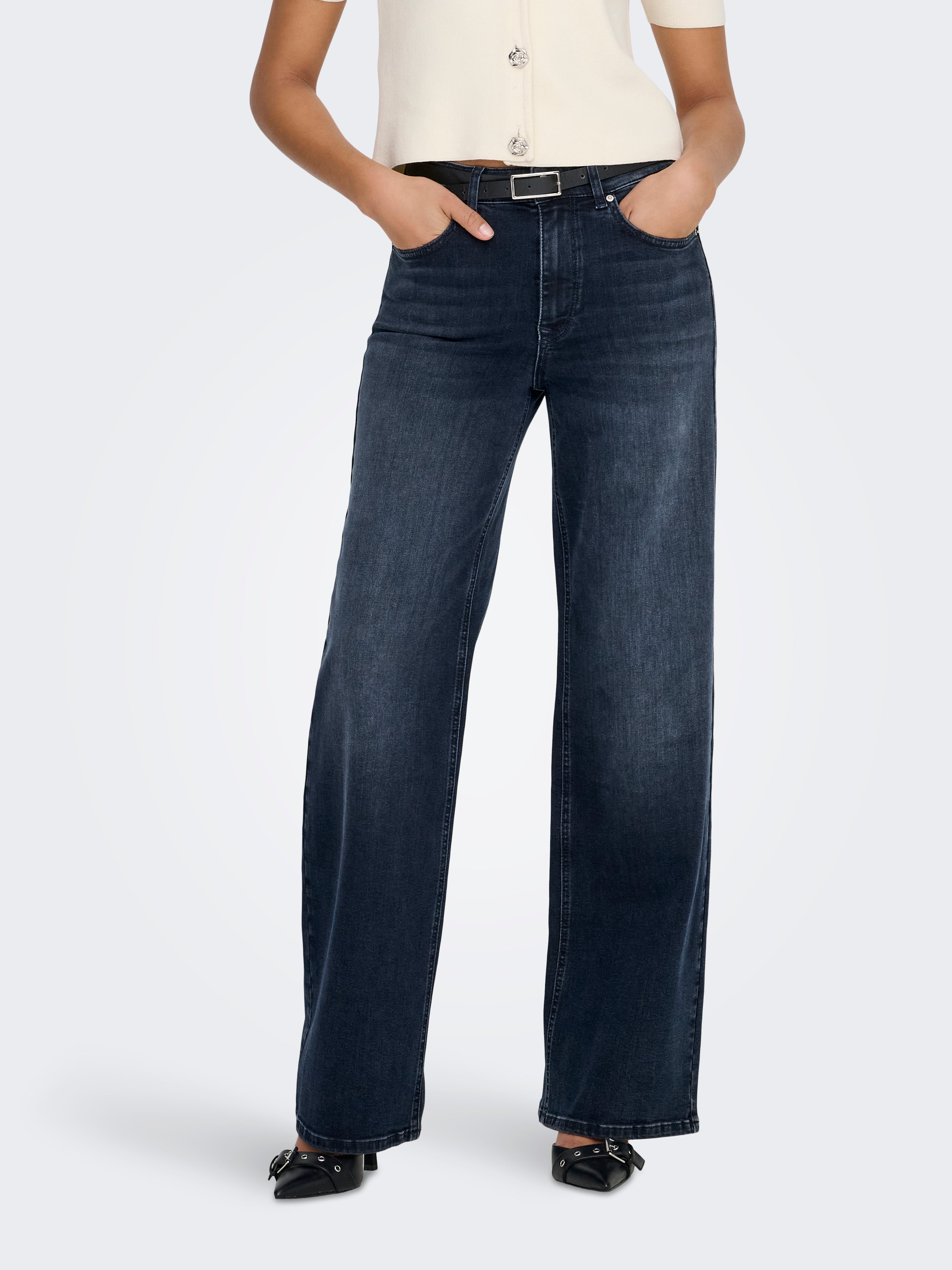Onlmadison Hohe Taille Weiter Beinschnitt Jeans
