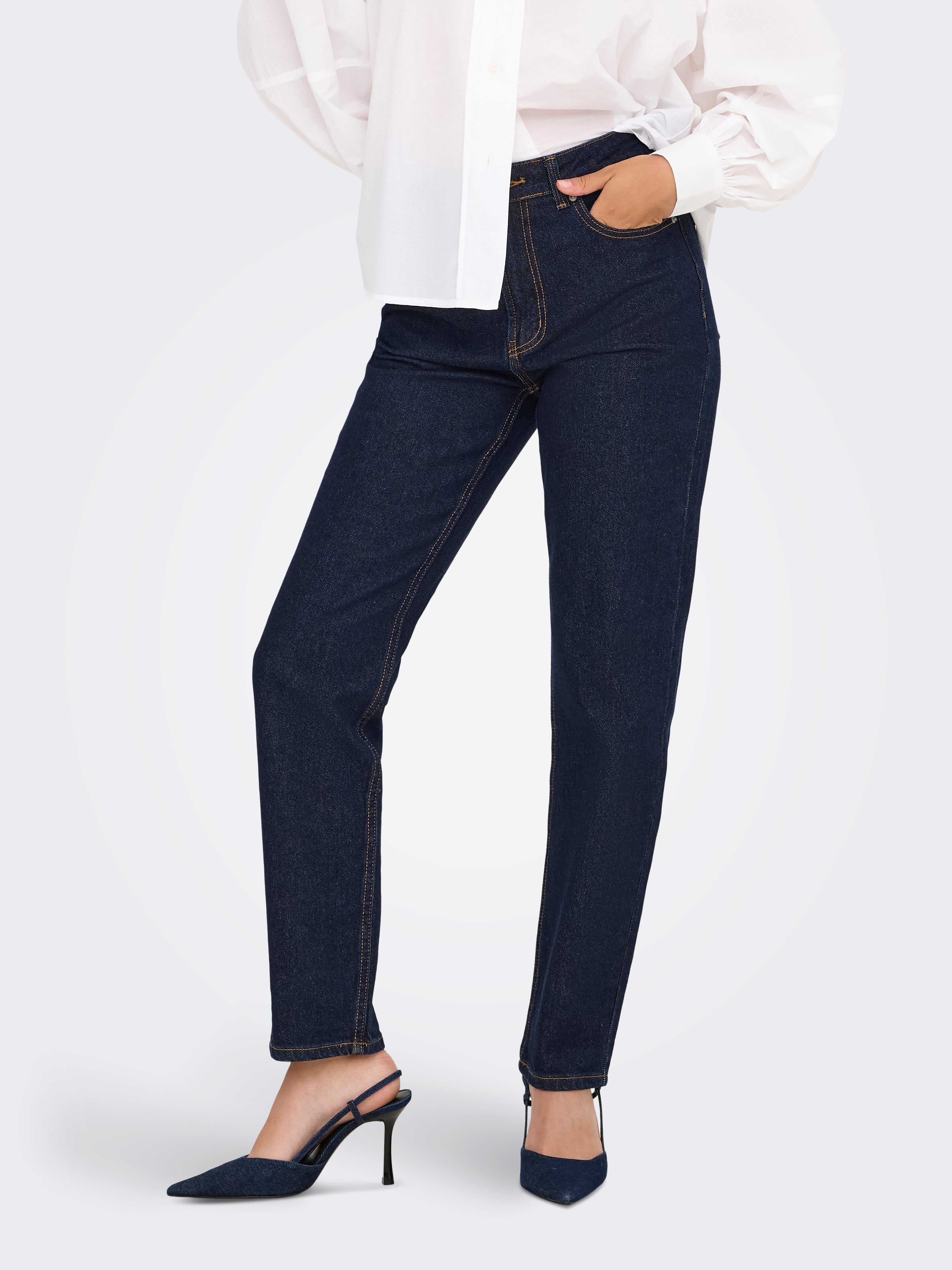 Onlemily Hohe Taille Gerade Geschnitten Jeans
