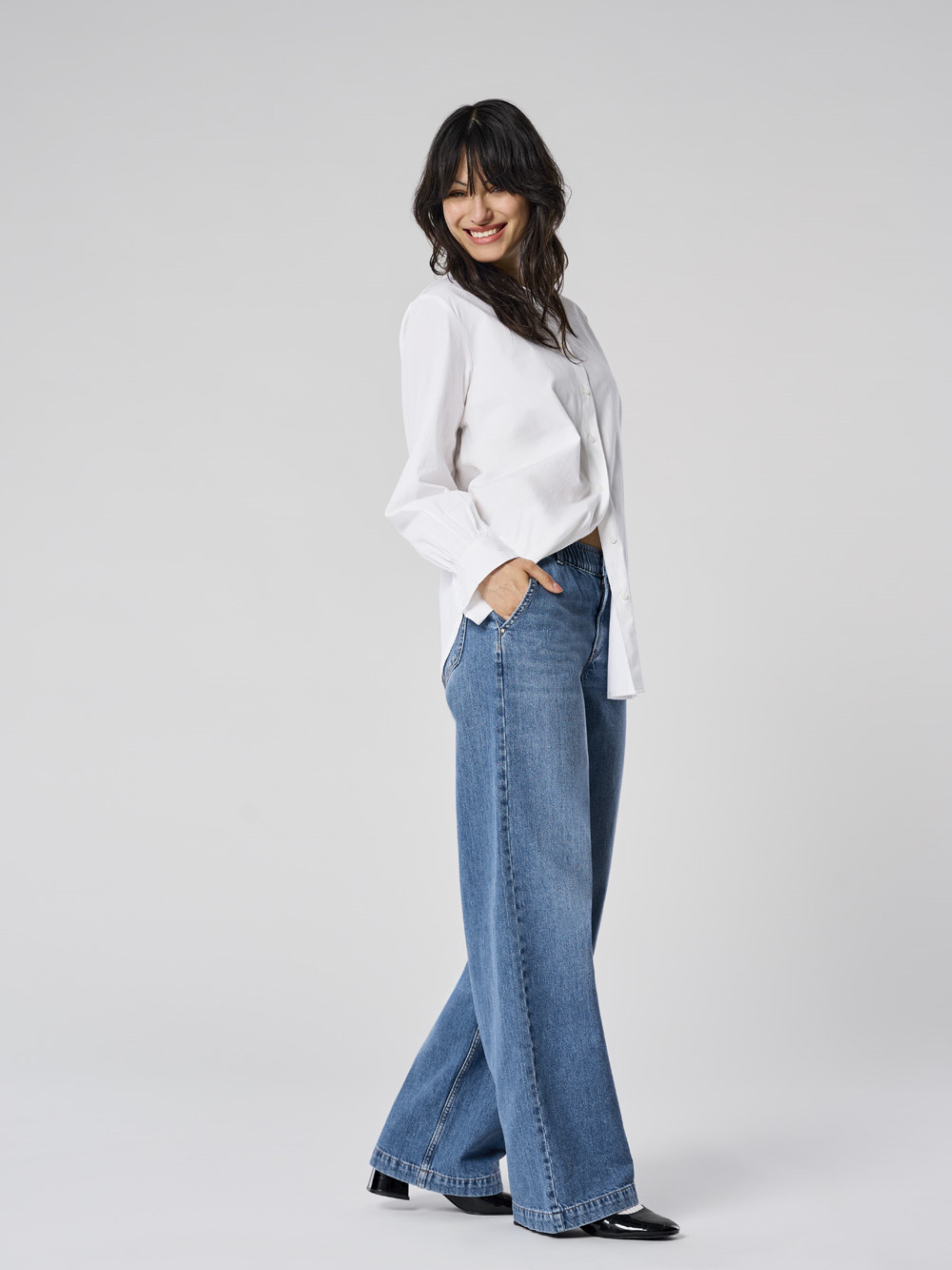 Onlcomet Mittlere Taille Weiter Beinschnitt Jeans