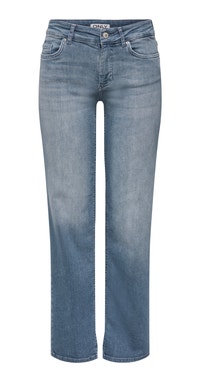 ONLY Tall Ella mid waist straight fit jeans in mid blue