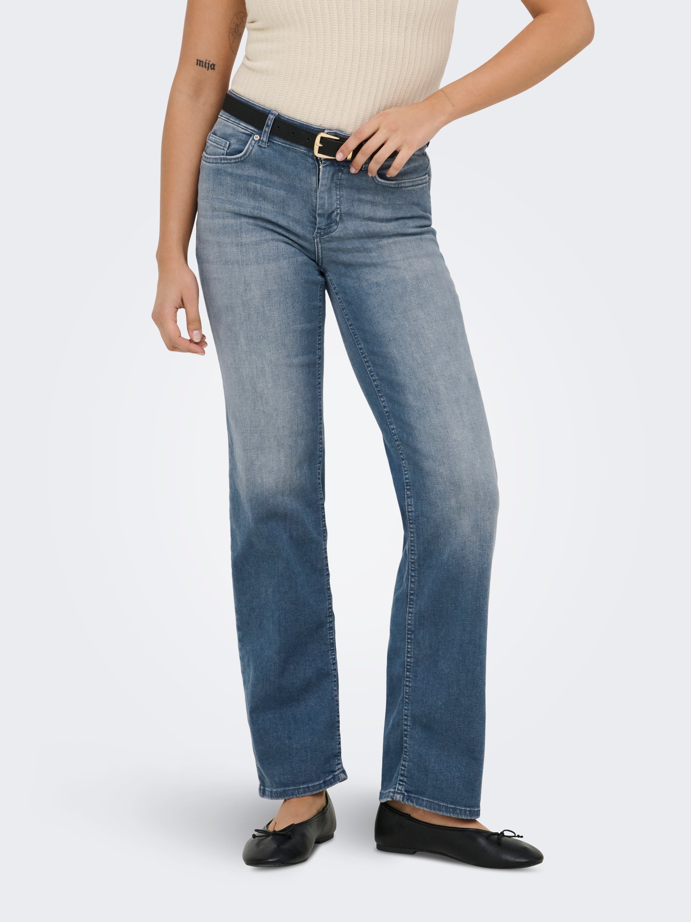 Onlblush Mittlere Taille Gerade Geschnitten Jeans