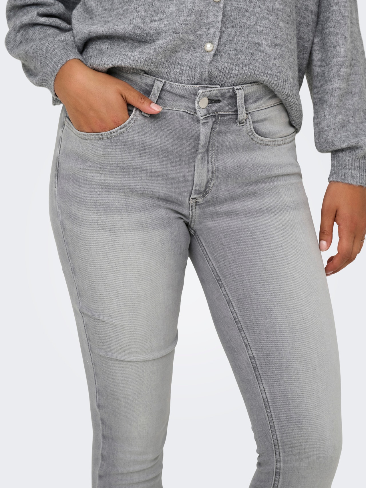 ONLY ONLBLUSH Mid waist Skinny Fit Jeans -Light Grey Denim - 15353696