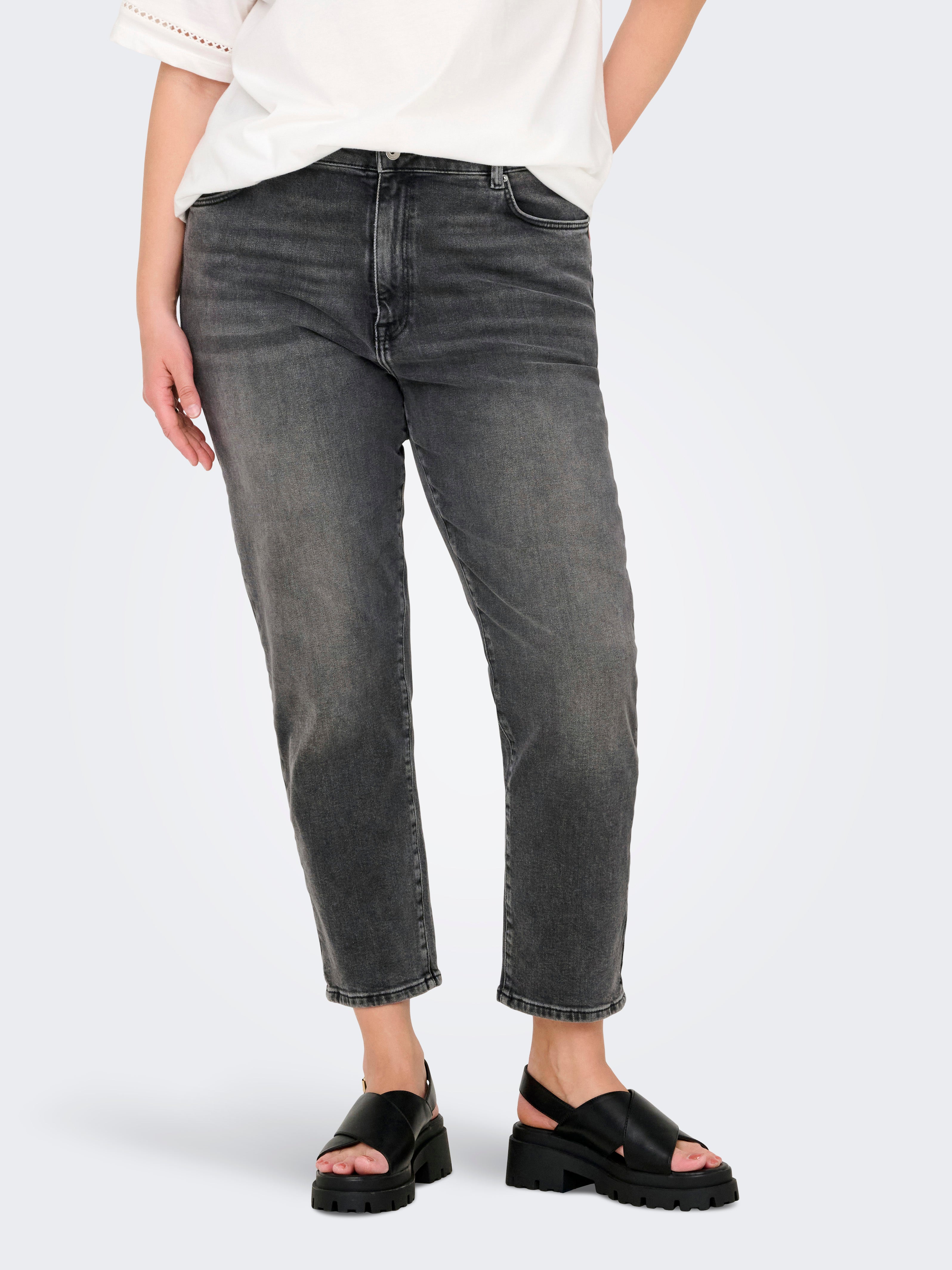 Caremily Hohe Taille Gerade Geschnitten Jeans
