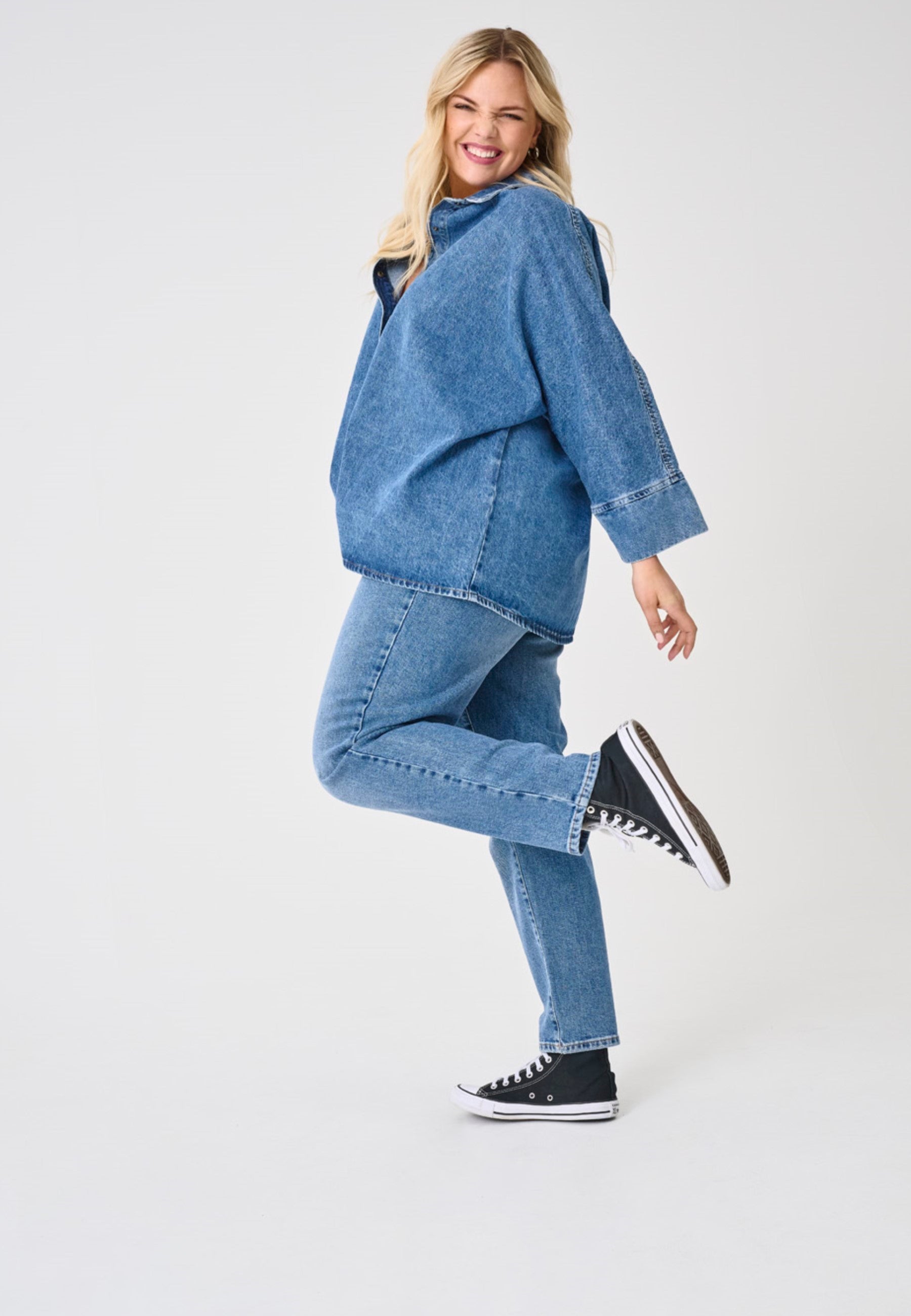 Caremily Hohe Taille Gerade Geschnitten Jeans