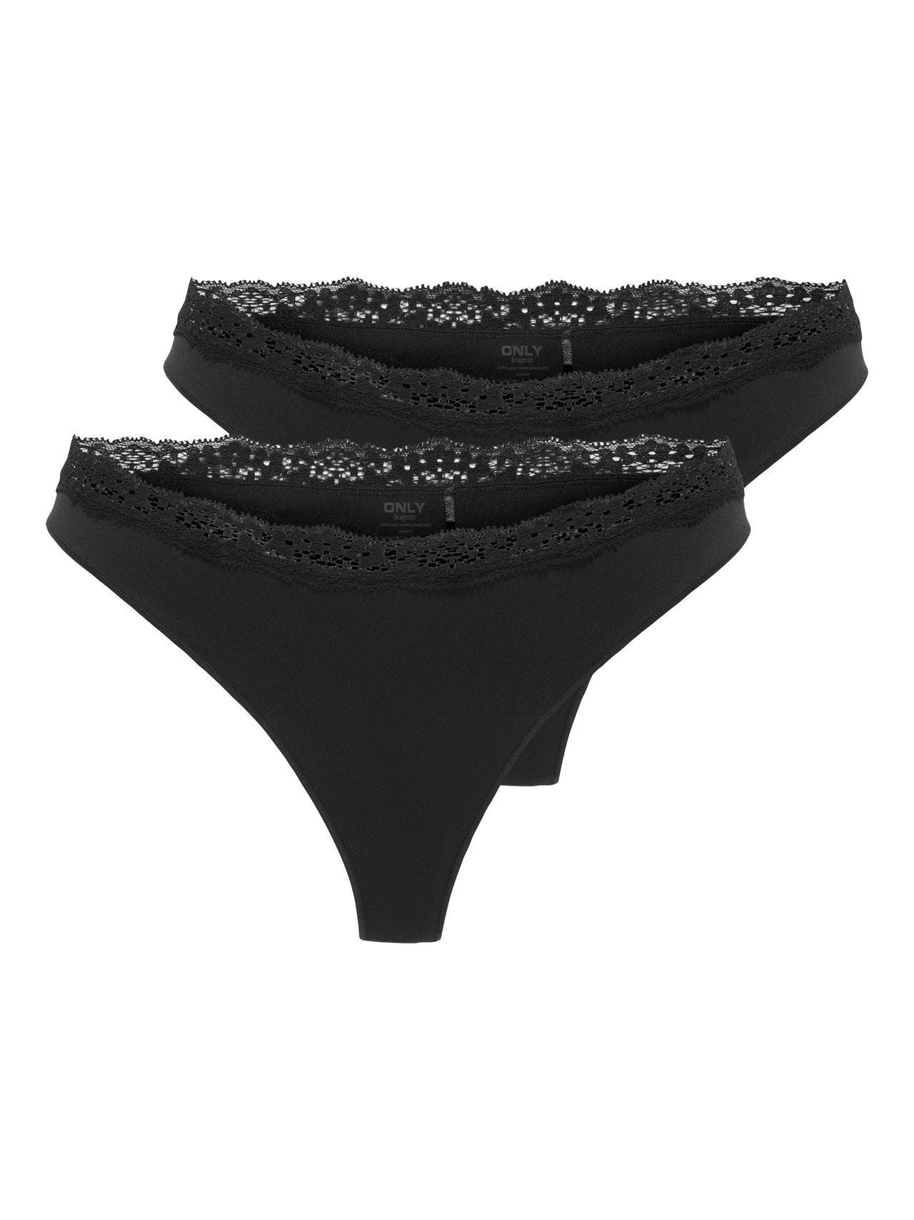 ONLY ONLVICKY 2-pack Thong -Black - 15354513