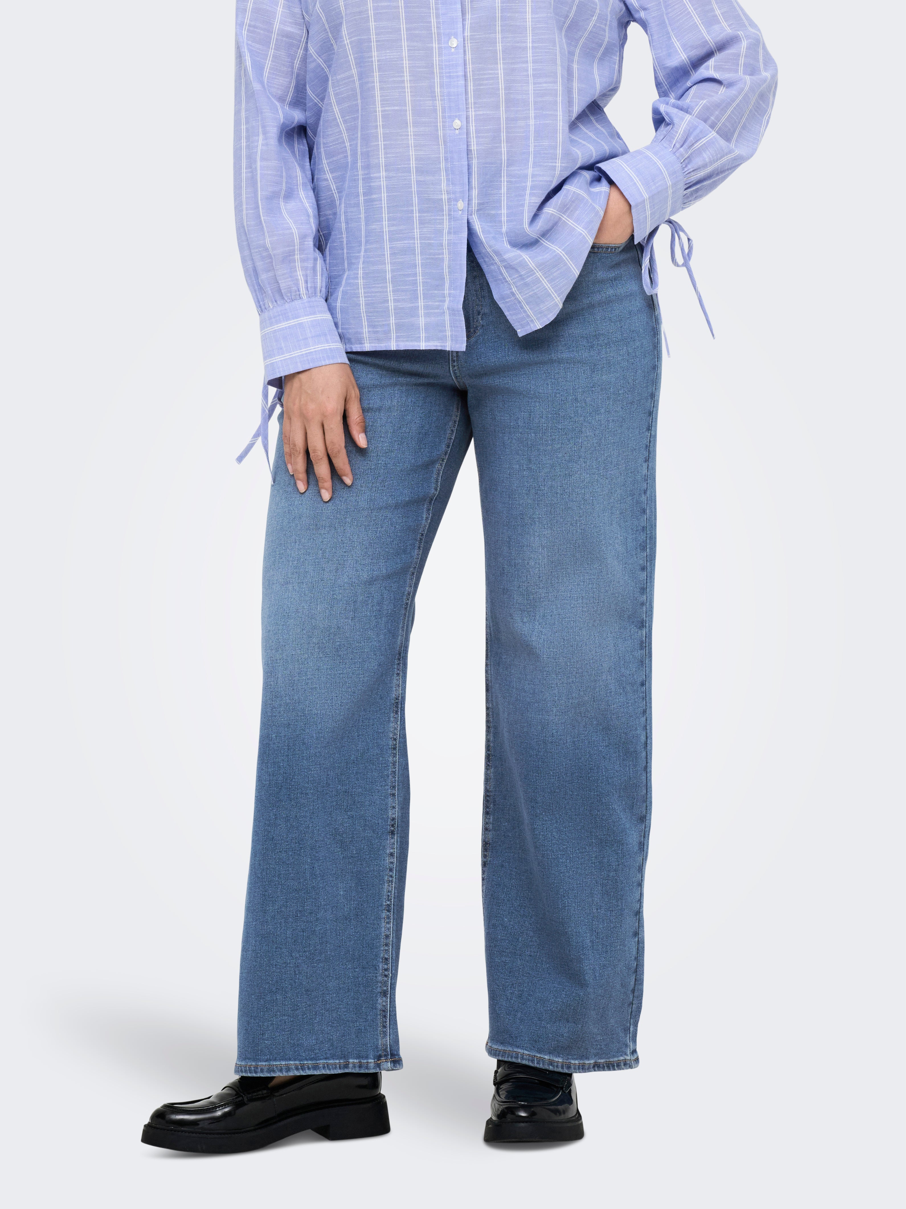 Carbilly Hohe Taille Weiter Beinschnitt Jeans