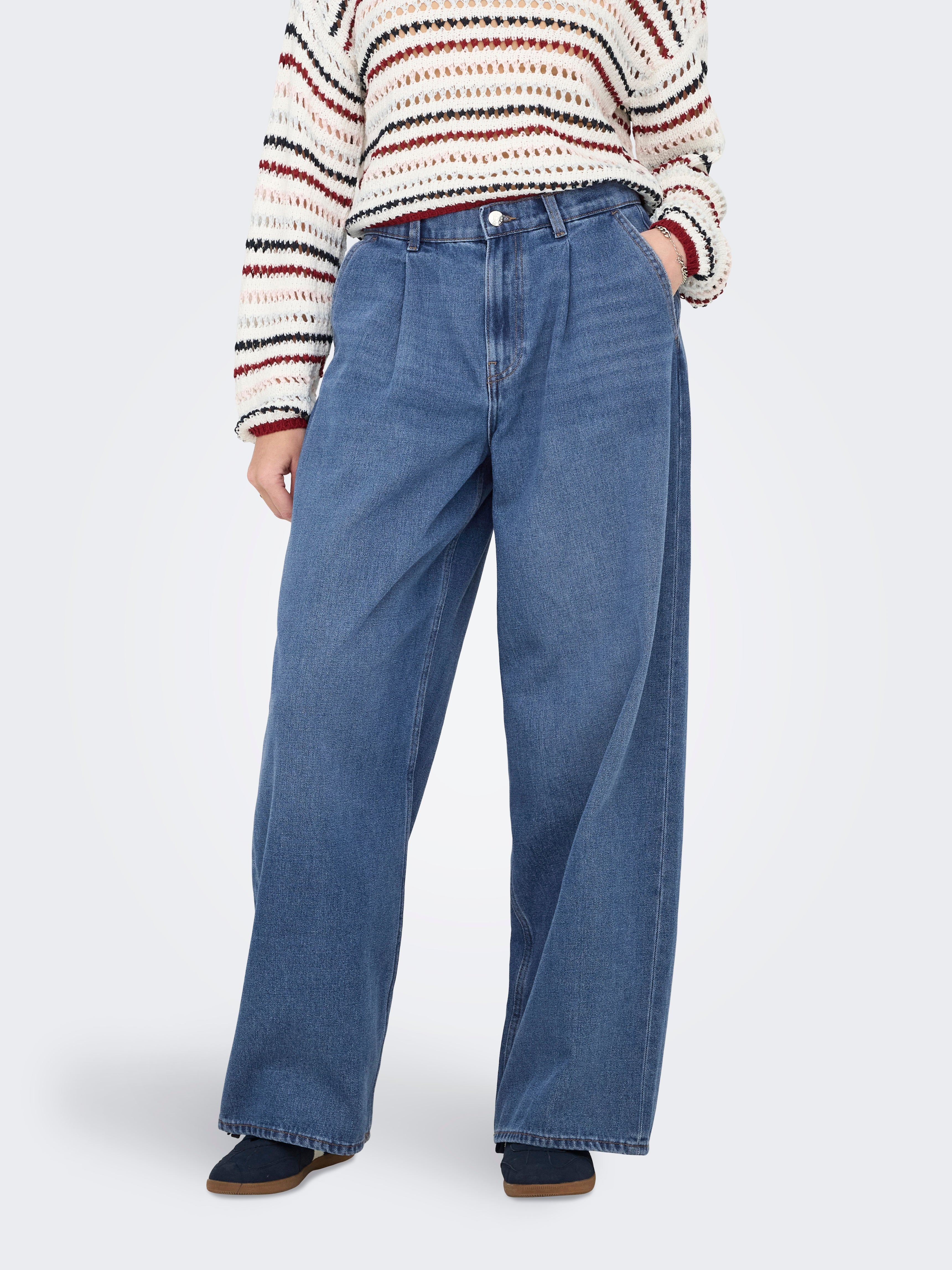 Onlivy Mittlere Taille Weiter Beinschnitt Jeans