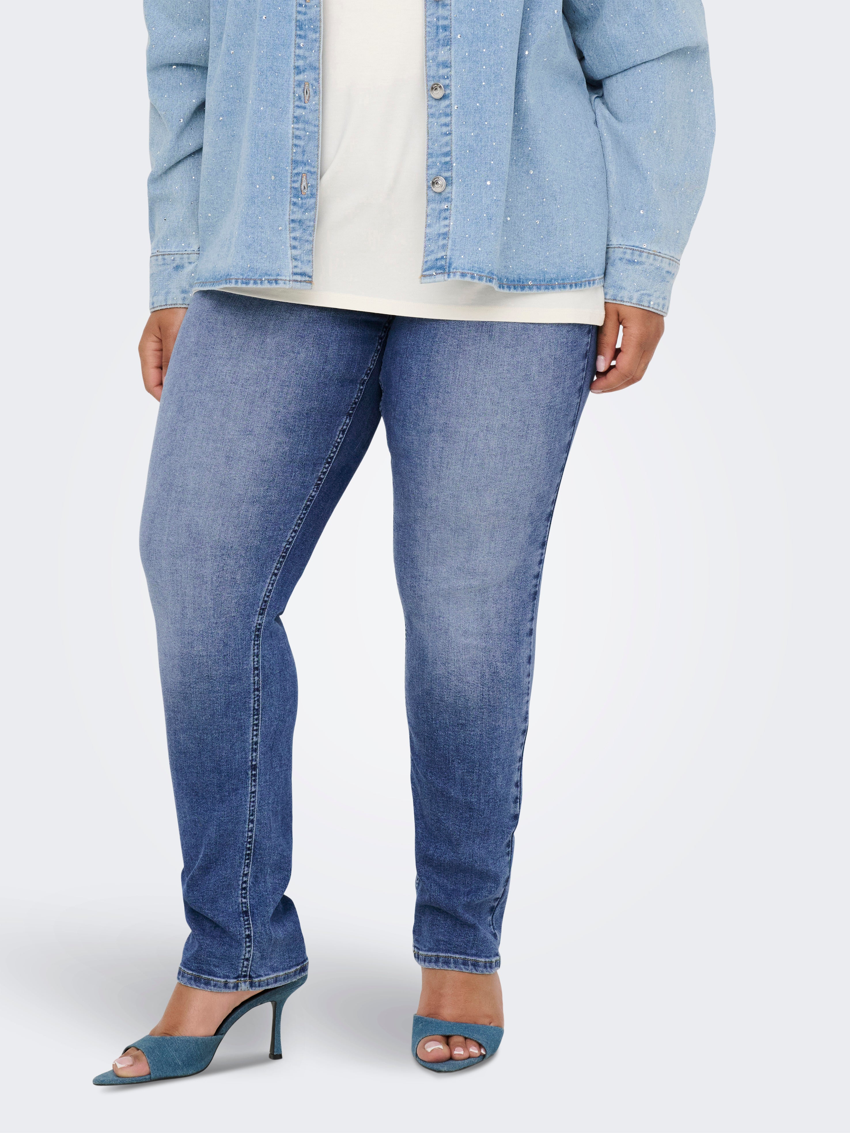 Carsui Mittlere Taille Slim Fit Jeans