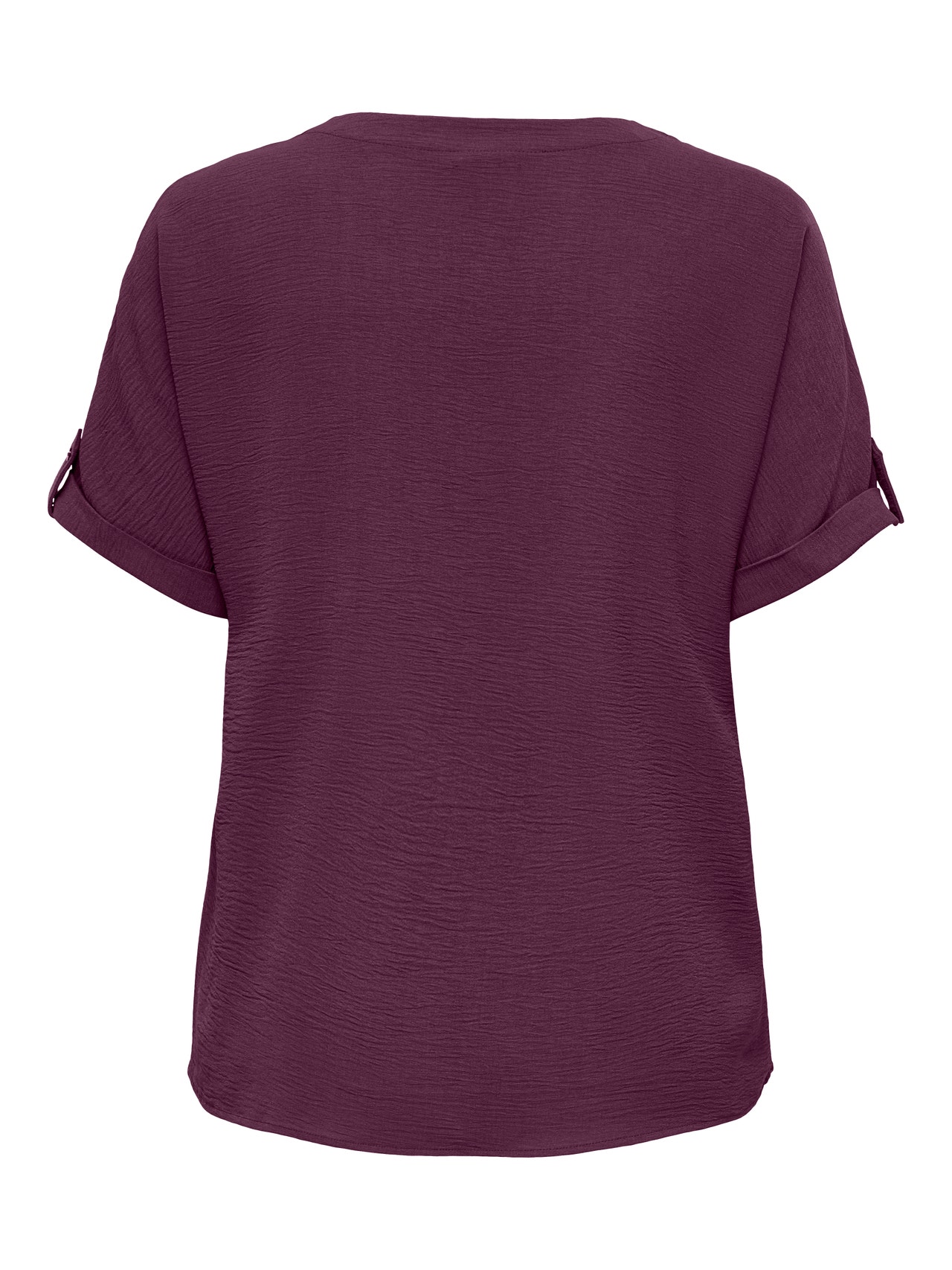 ONLY Redovno prianjanje V-izrez Sklopive lisice Rukavi za šišmišanje Vrh -Mauve Wine - 15355726