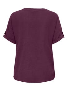 ONLY Redovno prianjanje V-izrez Sklopive lisice Rukavi za šišmišanje Vrh -Mauve Wine - 15355726