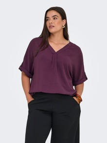 ONLY Redovno prianjanje V-izrez Sklopive lisice Rukavi za šišmišanje Vrh -Mauve Wine - 15355726