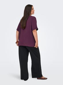 ONLY Redovno prianjanje V-izrez Sklopive lisice Rukavi za šišmišanje Vrh -Mauve Wine - 15355726