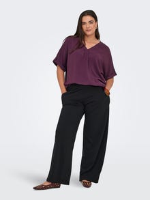 ONLY Redovno prianjanje V-izrez Sklopive lisice Rukavi za šišmišanje Vrh -Mauve Wine - 15355726