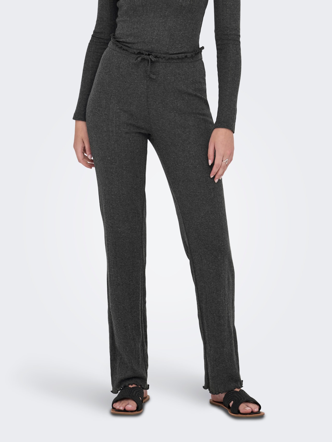 ONLY Labavo prianjanje Hlače -Dark Grey Melange - 15356087