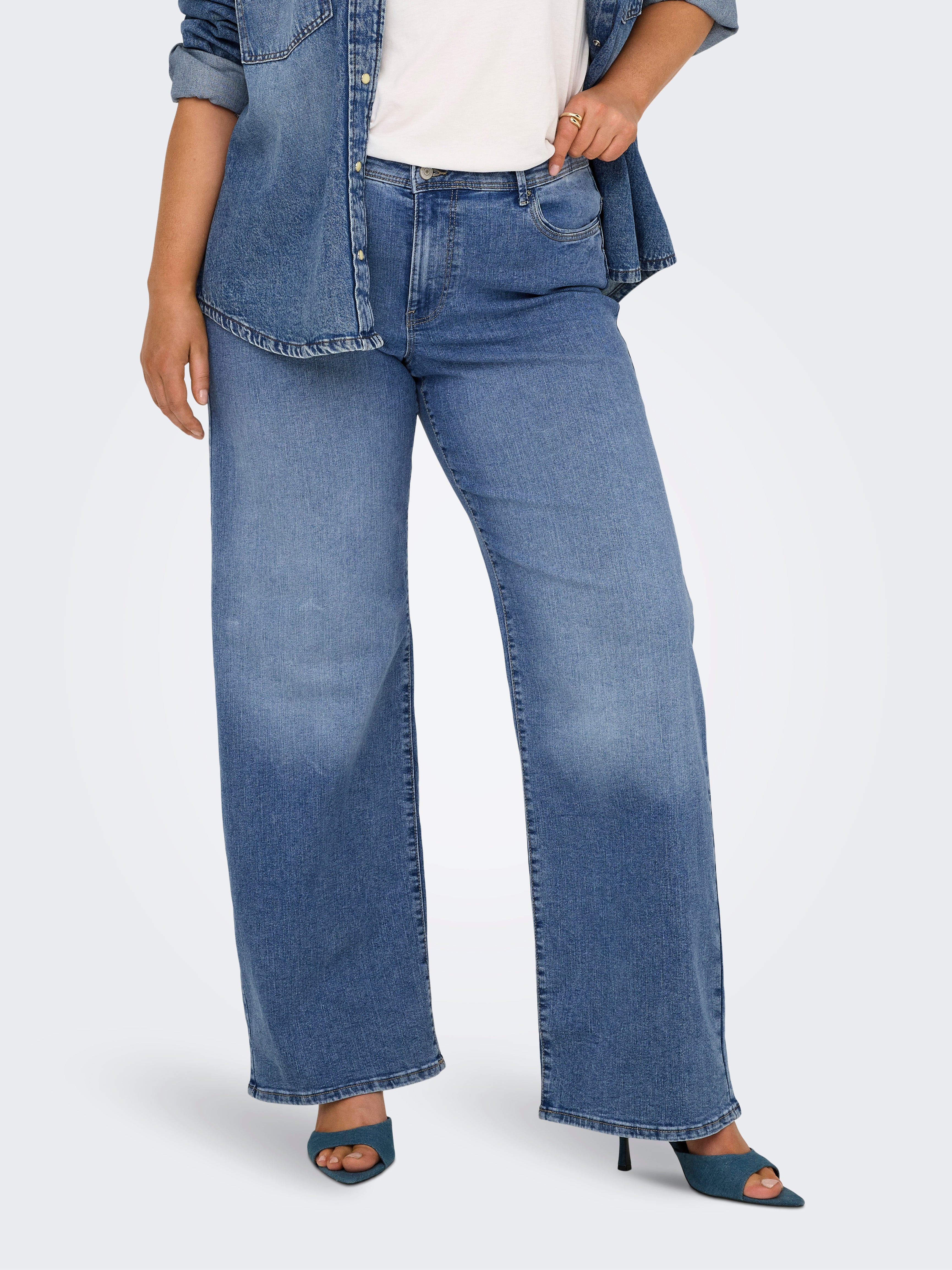 Carsally Mittlere Taille Weiter Beinschnitt Jeans