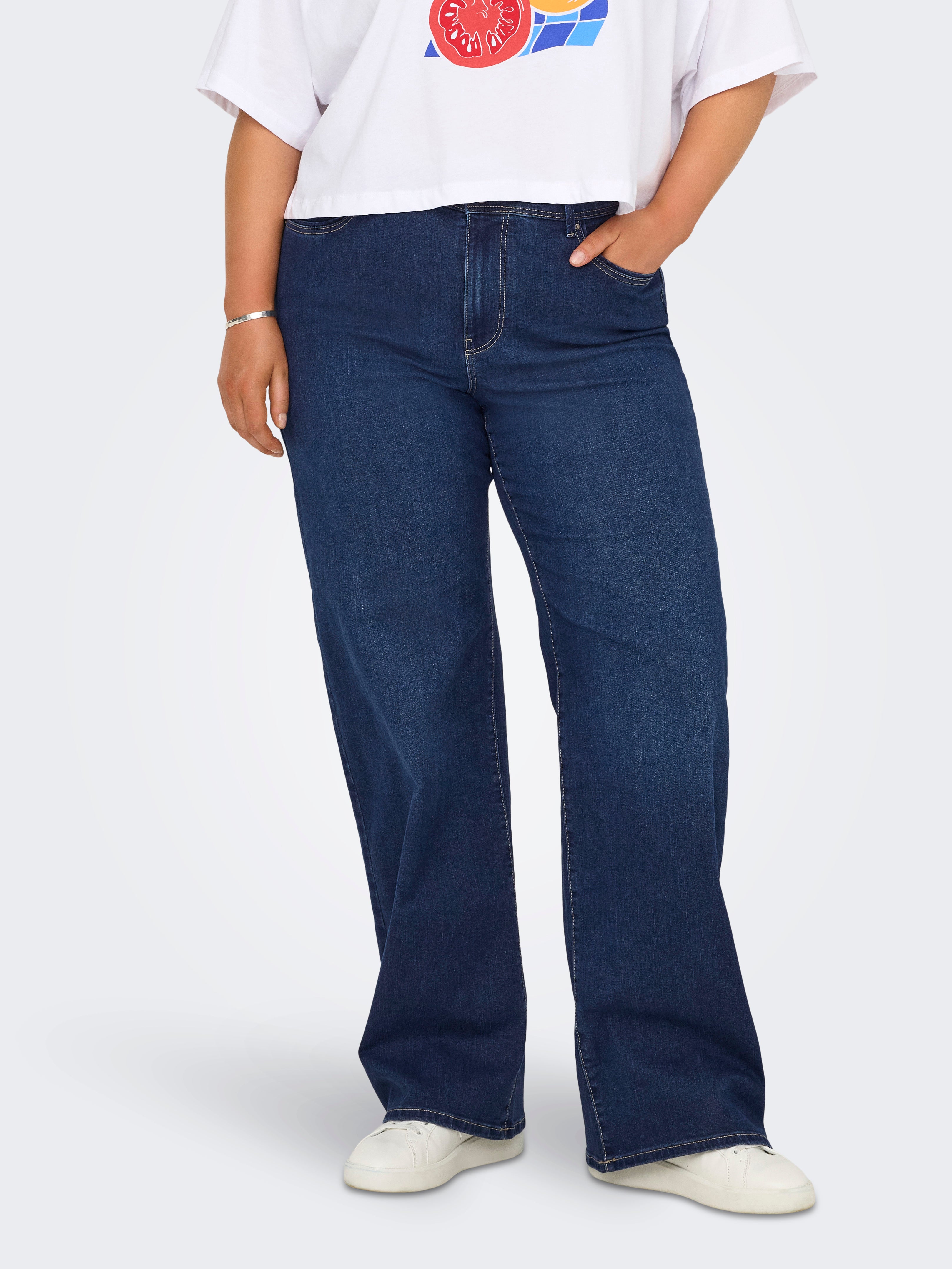 Carsally Mittlere Taille Weiter Beinschnitt Jeans