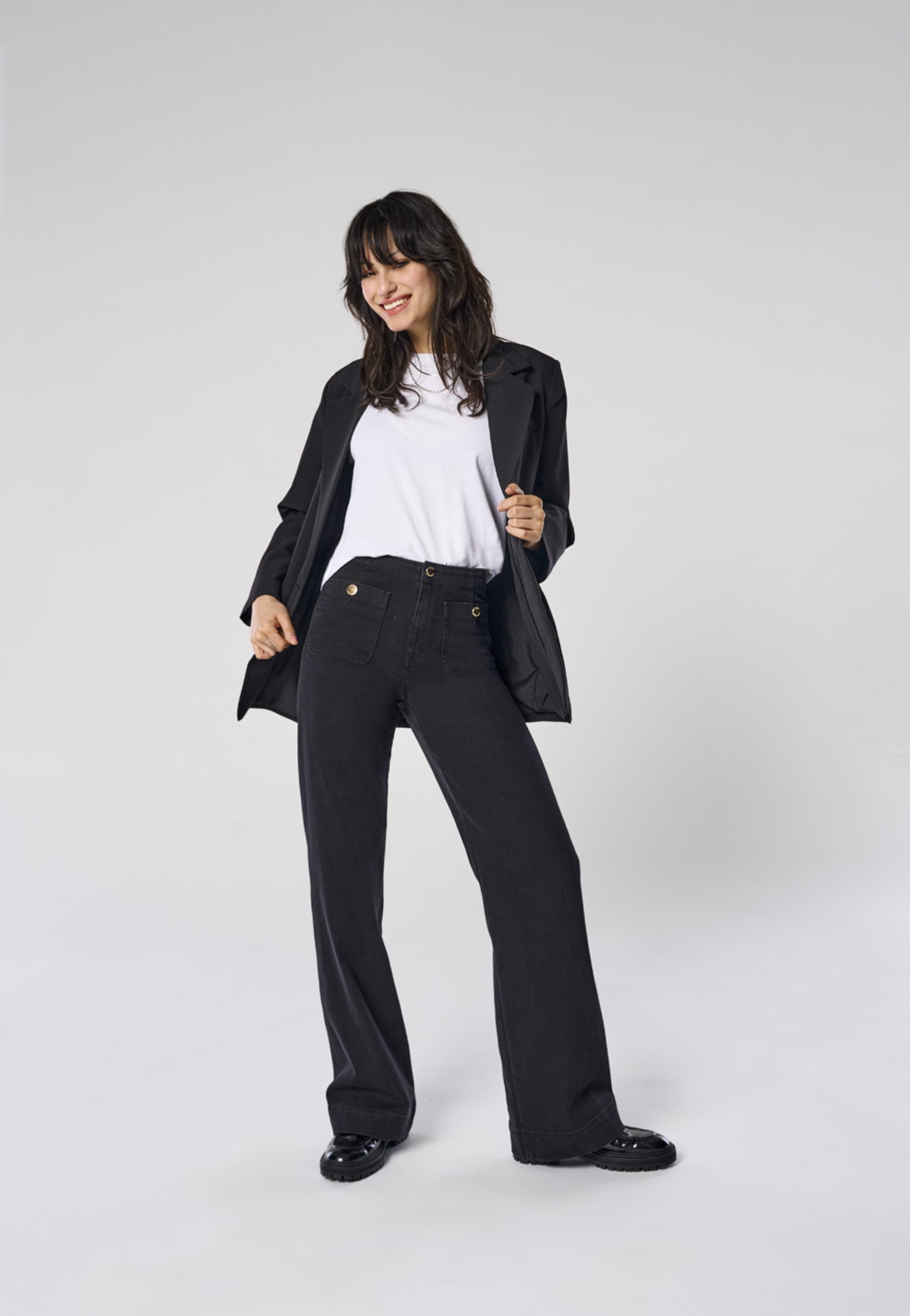 Thumbnail - Onlmadeline Hohe Taille Weiter Beinschnitt Jeans