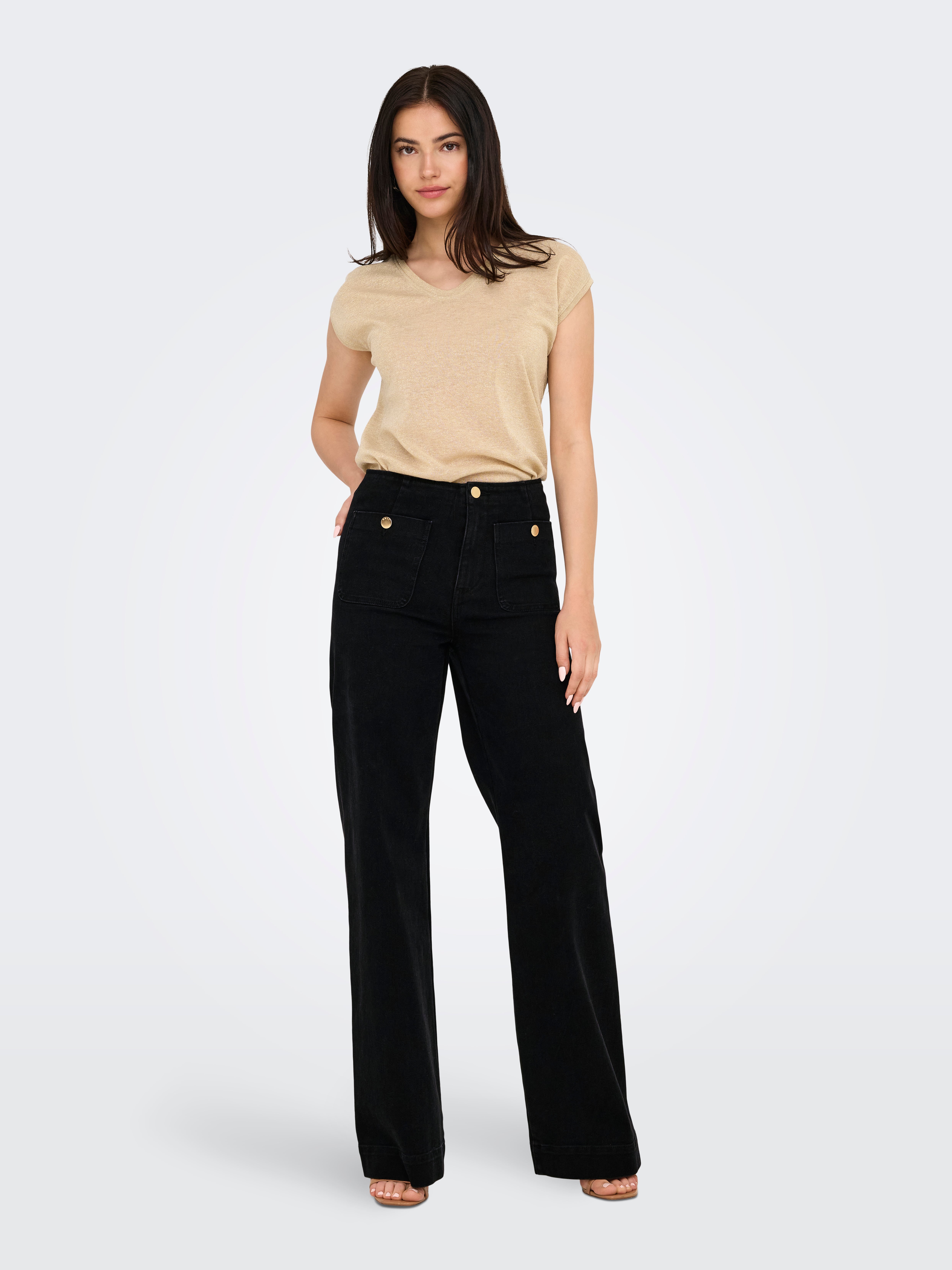 Onlmadeline Hw Wid Pocket DNM Gua554Noos, zwart denim, XL / 32L Onlmadeline Hw Wid Pocket DNM Gua554Noos, zwart denim, XL / 32L