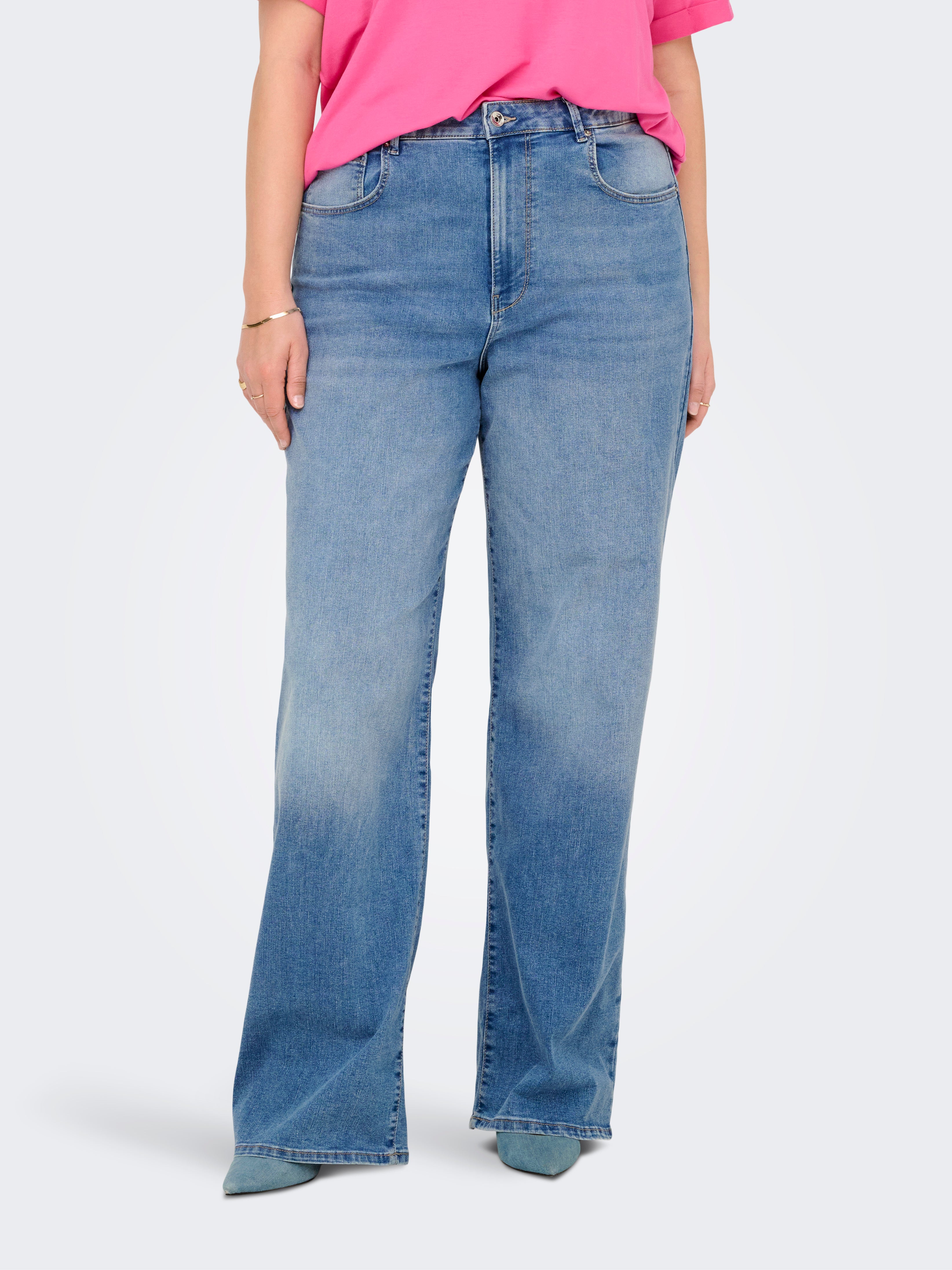 Carhope-lush Hohe Taille Weiter Beinschnitt Jeans