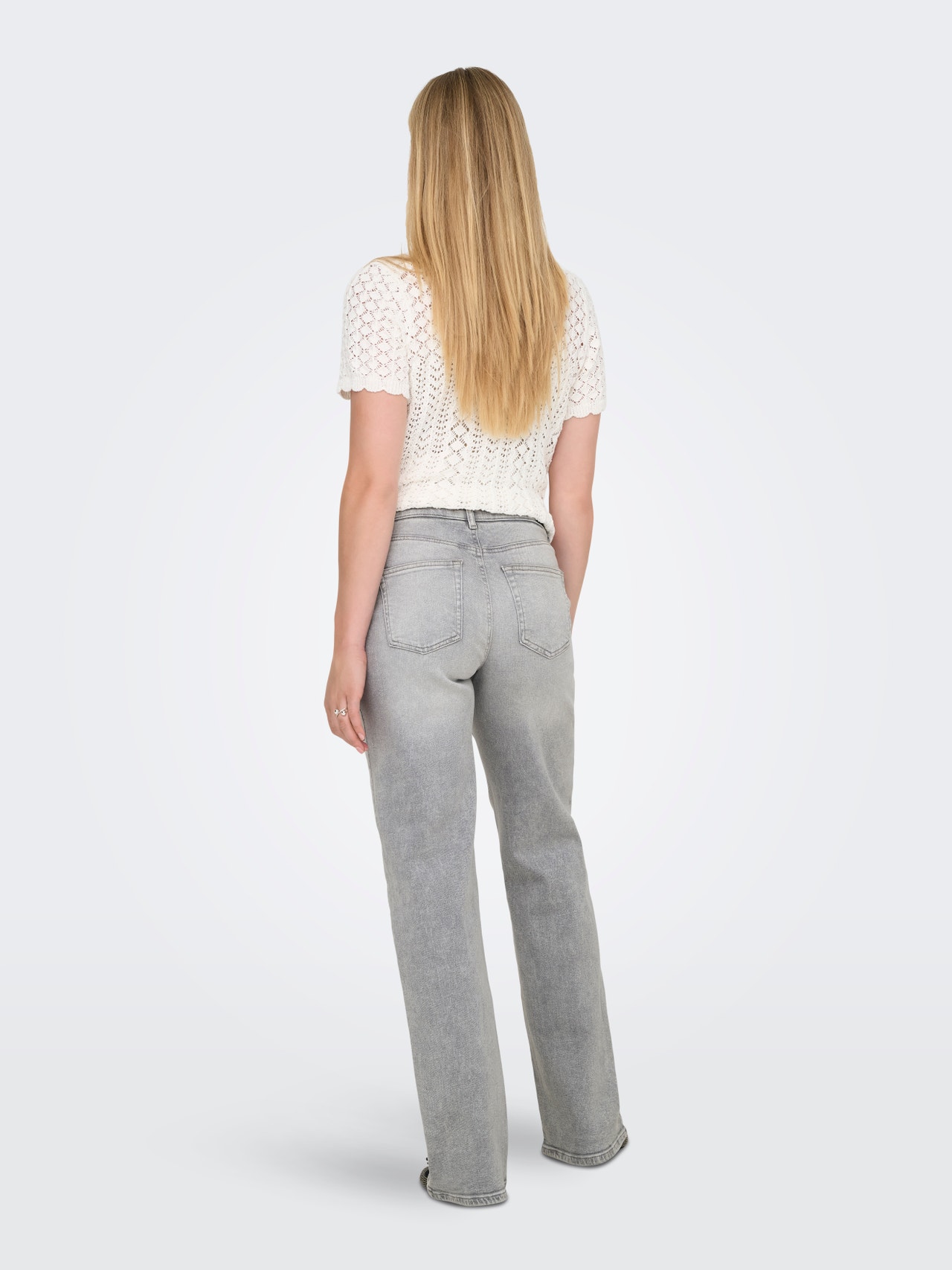 ONLY OLMJUICY Hög midja Vida ben Jeans -Medium Grey Denim - 15357107