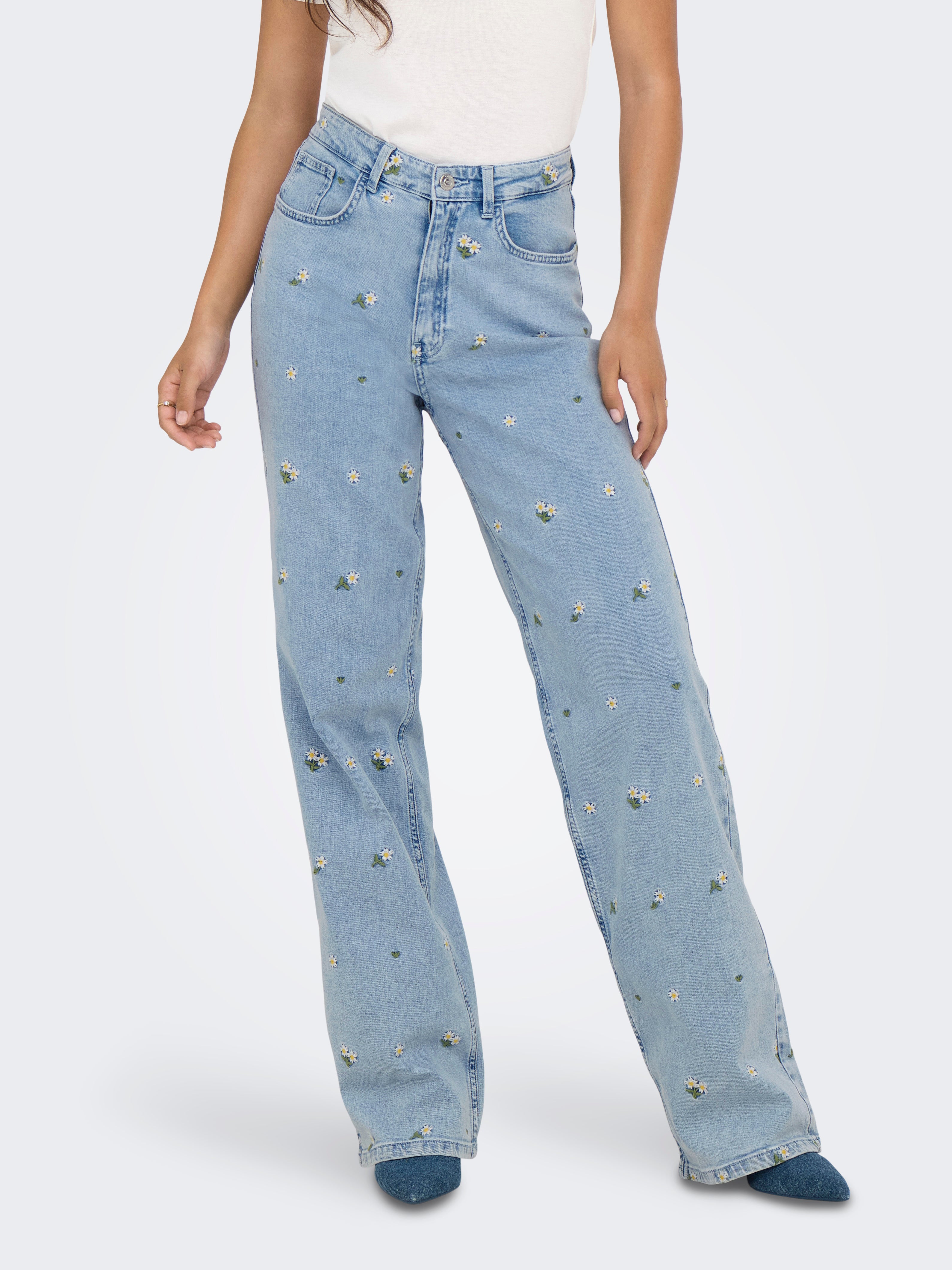 Onljuicy Hohe Taille Weiter Beinschnitt Jeans