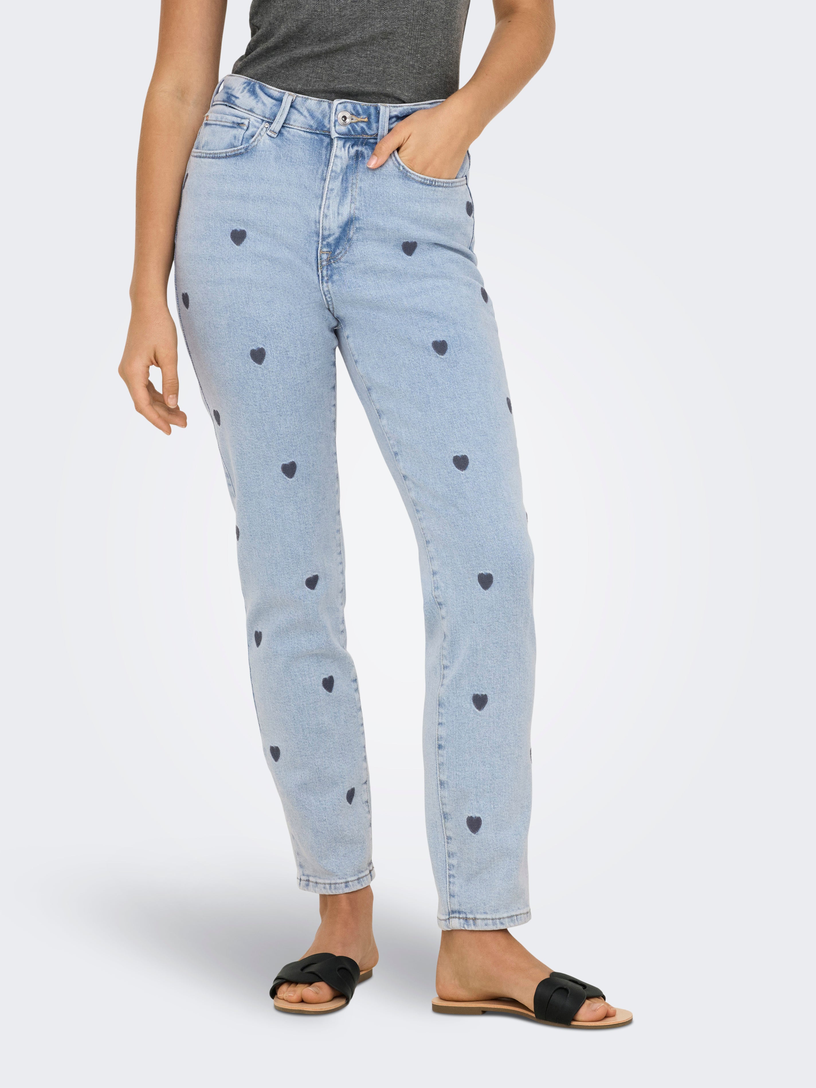 Onlemily Hohe Taille Gerade Geschnitten Jeans