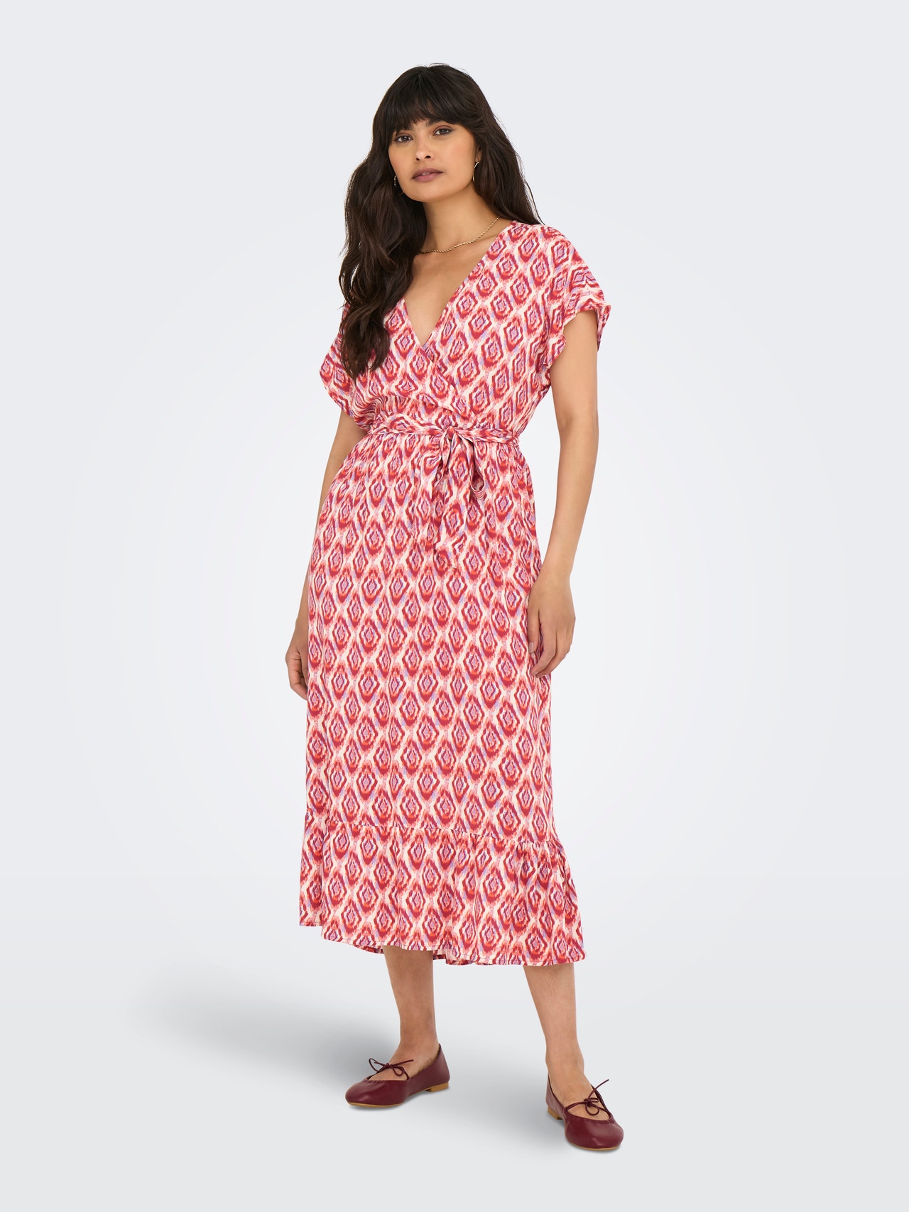 ONLY Tavapärane lõige V-kaelus Pikk kleit -Equestrian Red - 15357778